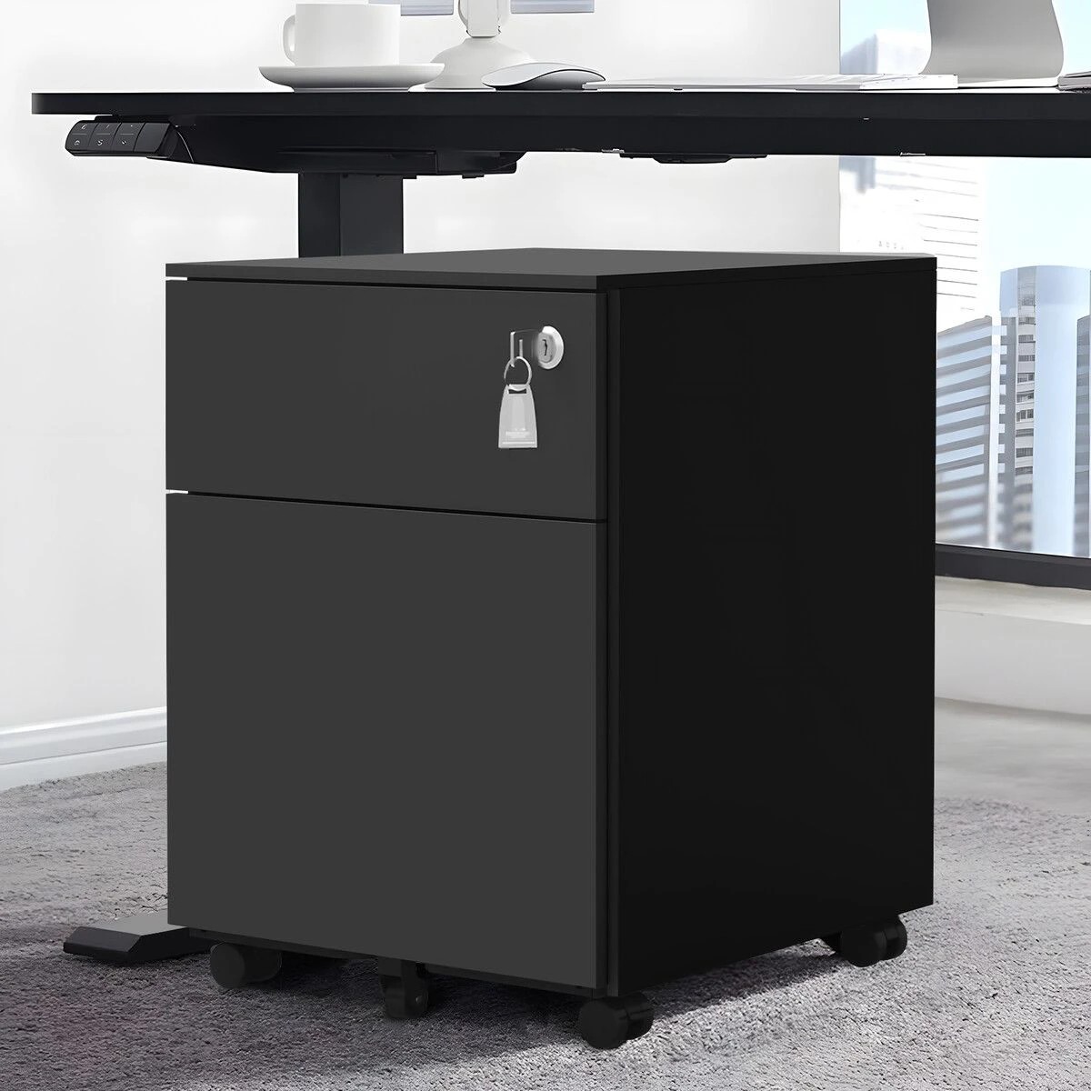 2 Ausway 2 Drawer File Cabinet Under Desk Steel, 2 of 5