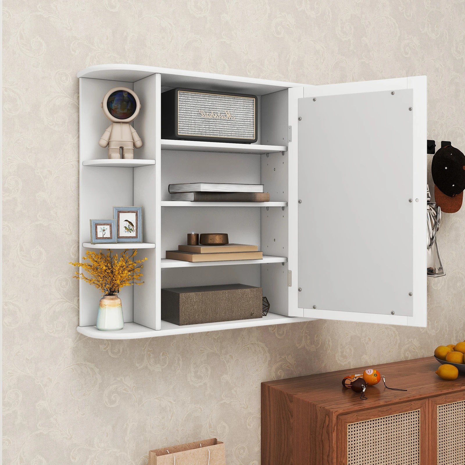 4 Costway Bathroom Wall Cabinet w/Mirror Modern Medicine Cabinet, 4 of 6