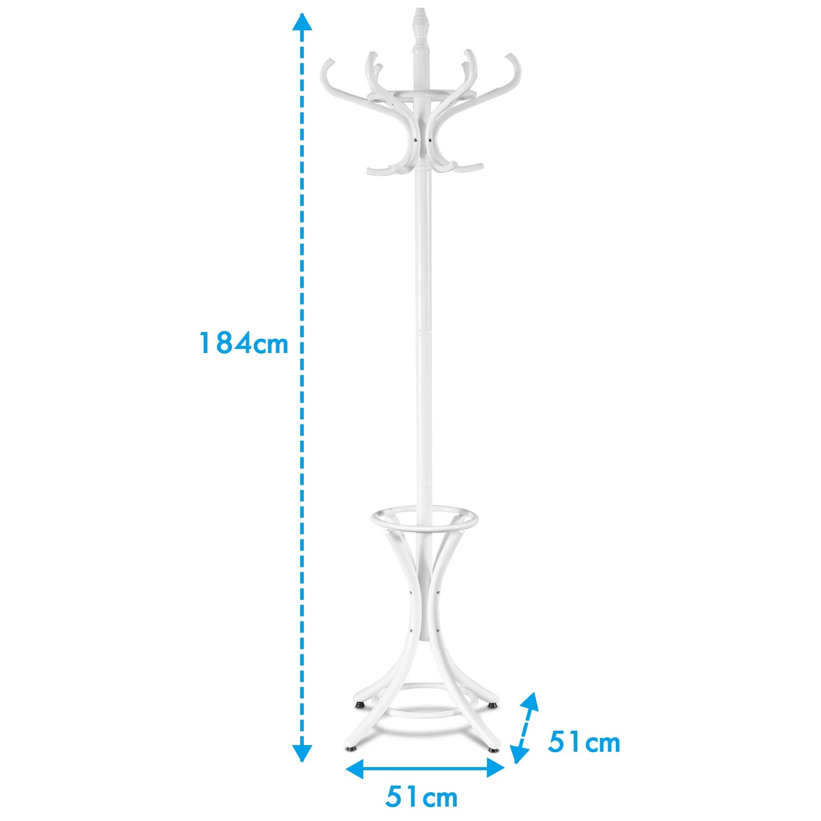 2 Costway 12 Hook Wood Coat Rack Clothes Hat Stand Bag Hanger - White, 2 of 3