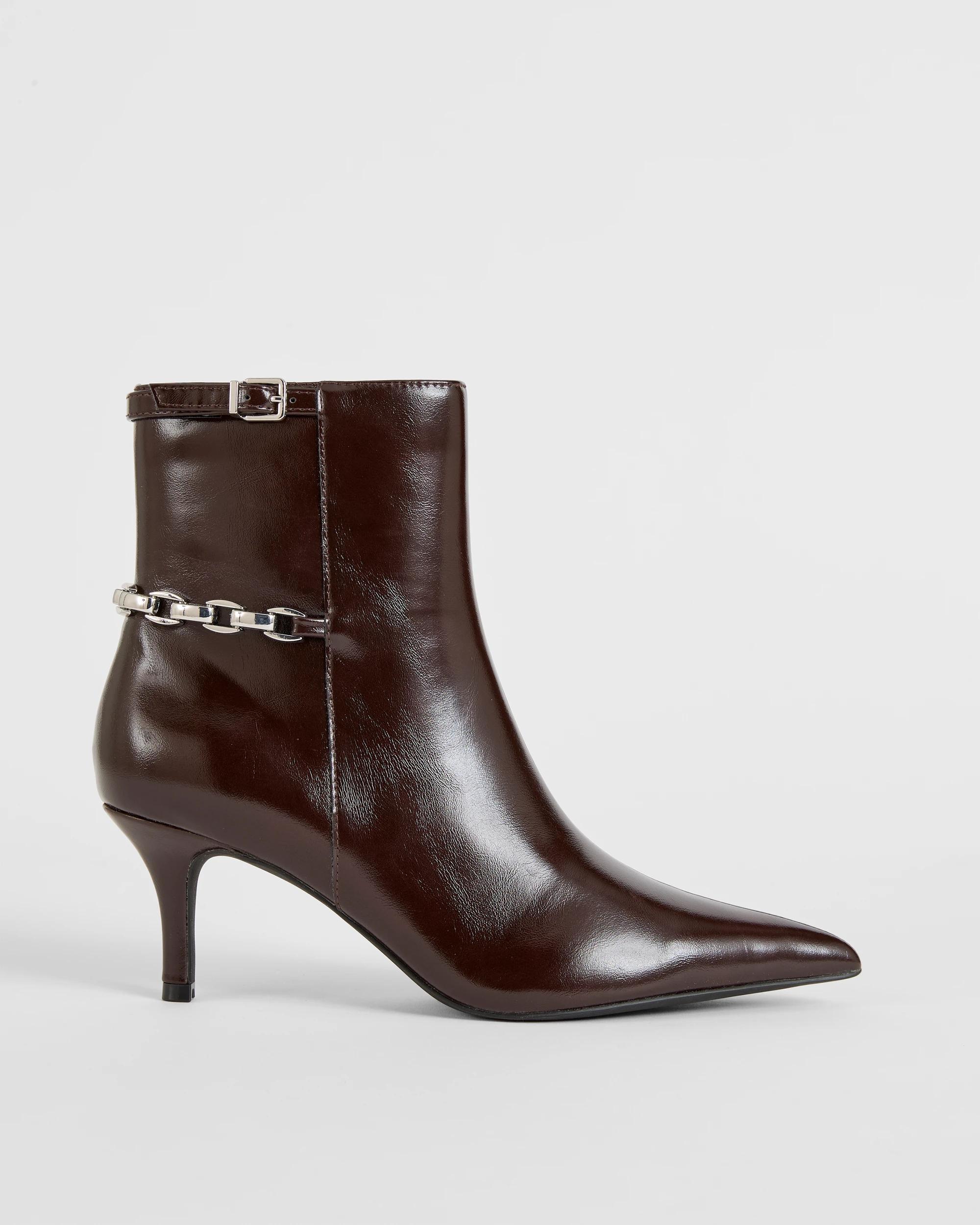 1 Target Woman Ankle Kitten Heel Shaft Boots - Athena CHOCOLATE PATENT, 1 of 3