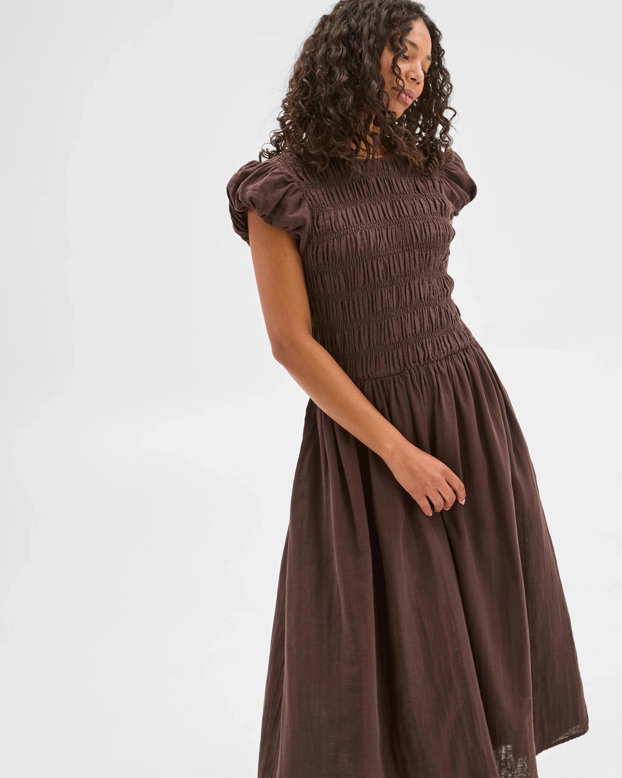 7 Target Woman Australian Cotton Double Cloth Shirred Dress BRUNETTE, 7 of 7