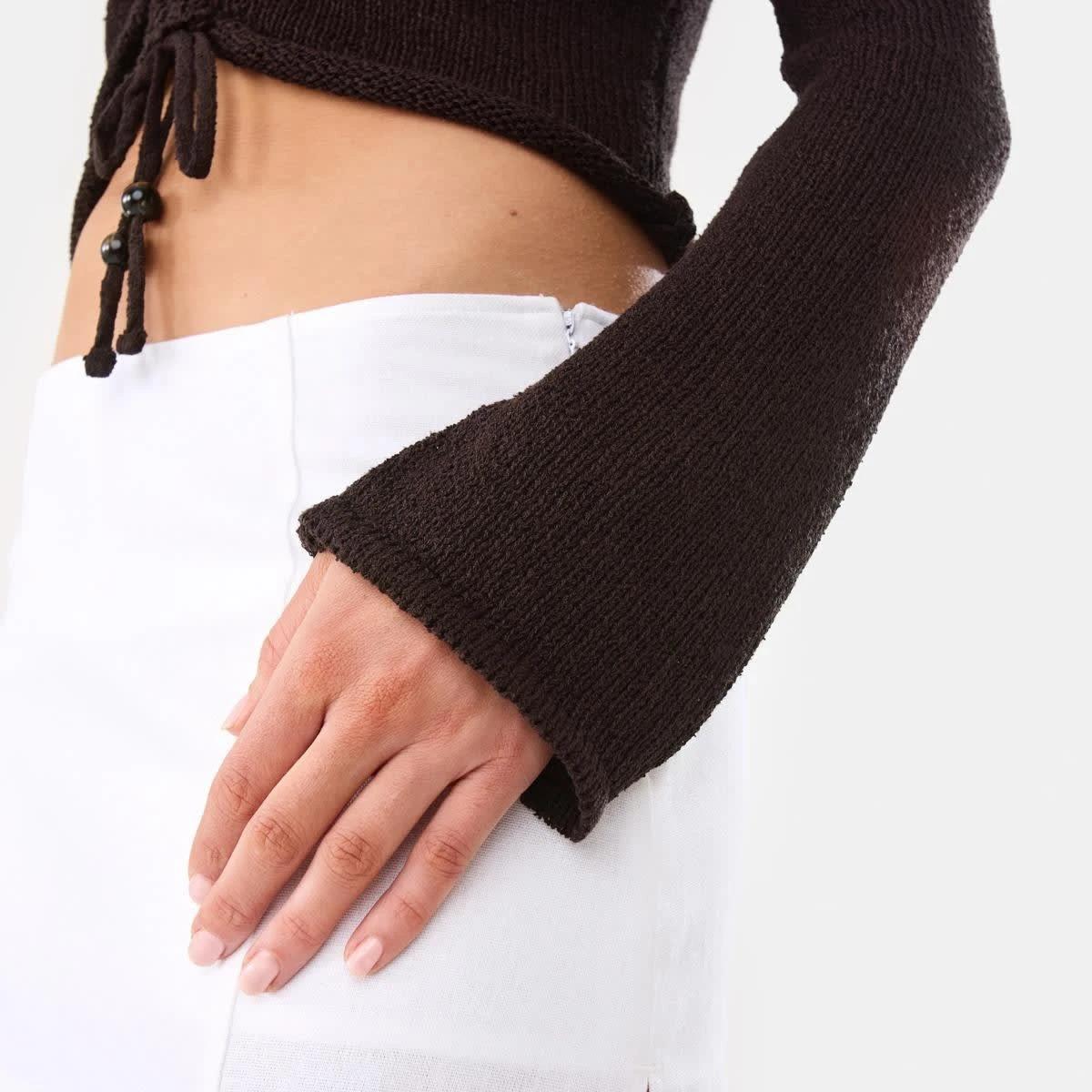 7 Ruched Long Sleeve Jumper MELTED CHOCOLATE, 7 of 8