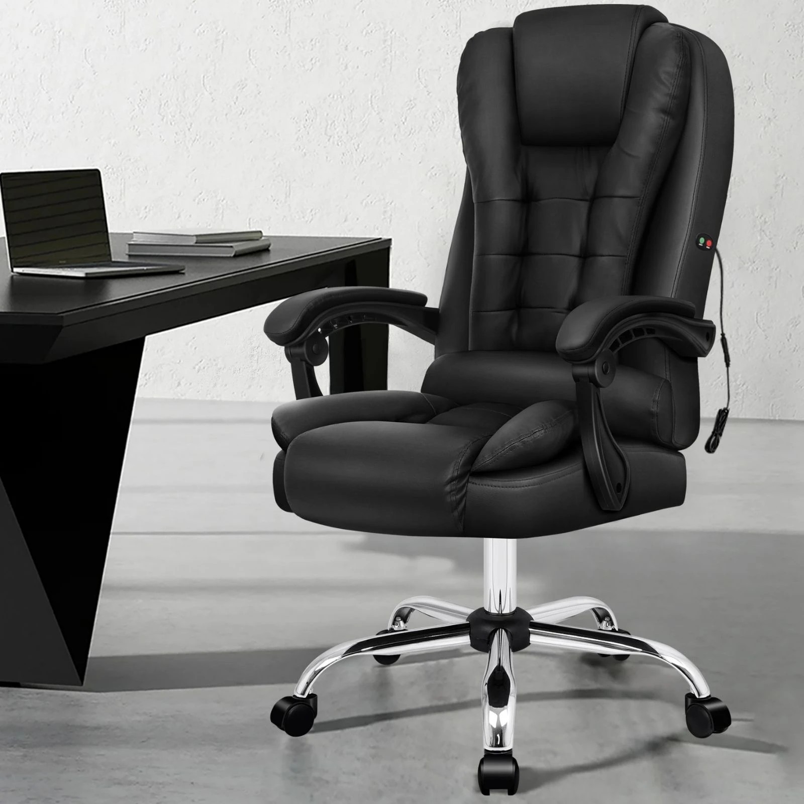 2 Alfordson Massage Office Chair Executive PU Leather Seat Gaming Computer Racer - Black, 2 of 10