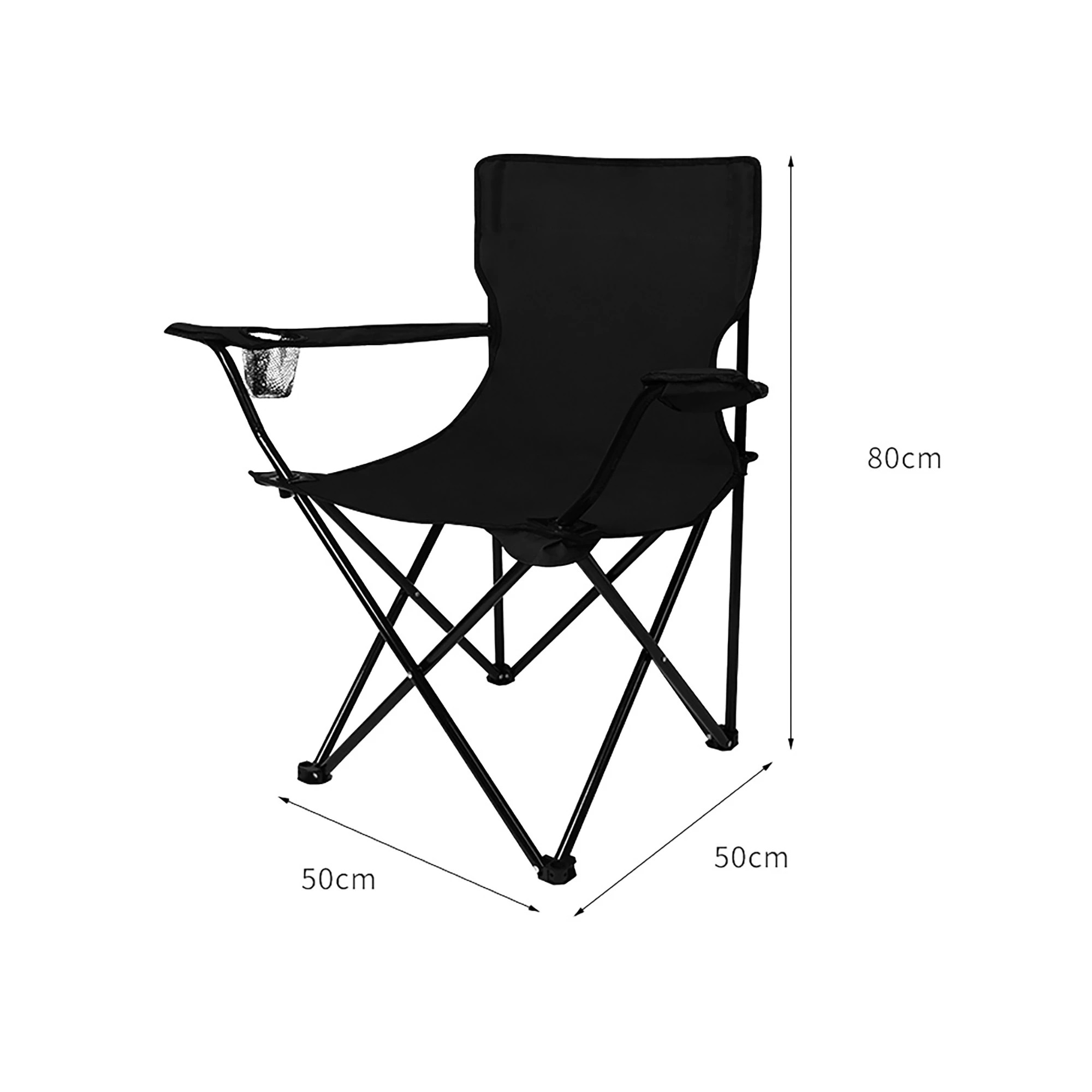 3 Levede Camping Chairs Folding Arm Foldable Portable Outdoor Beach Fishing Picnic - Black, 3 of 9