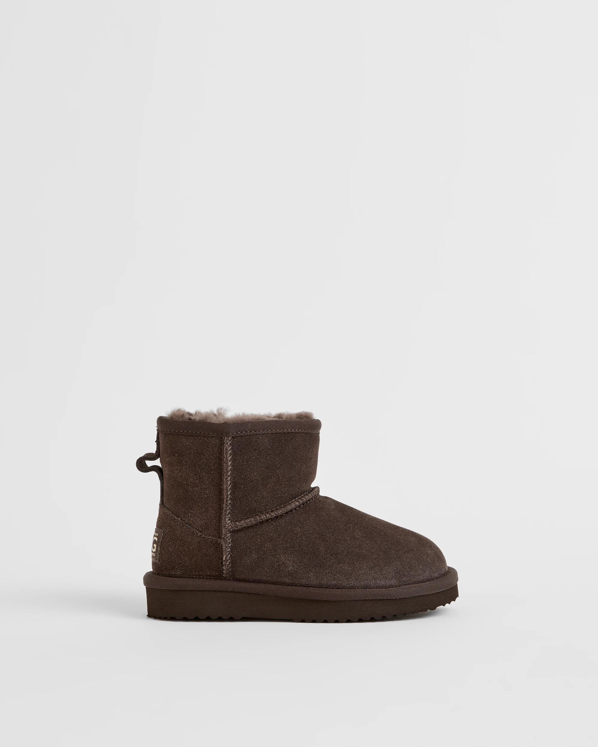 1 Australian Design Ugg Boots and Slippers Australian Design Suede Leather Kids Slipper Boot CHOCOLATE, 1 of 3