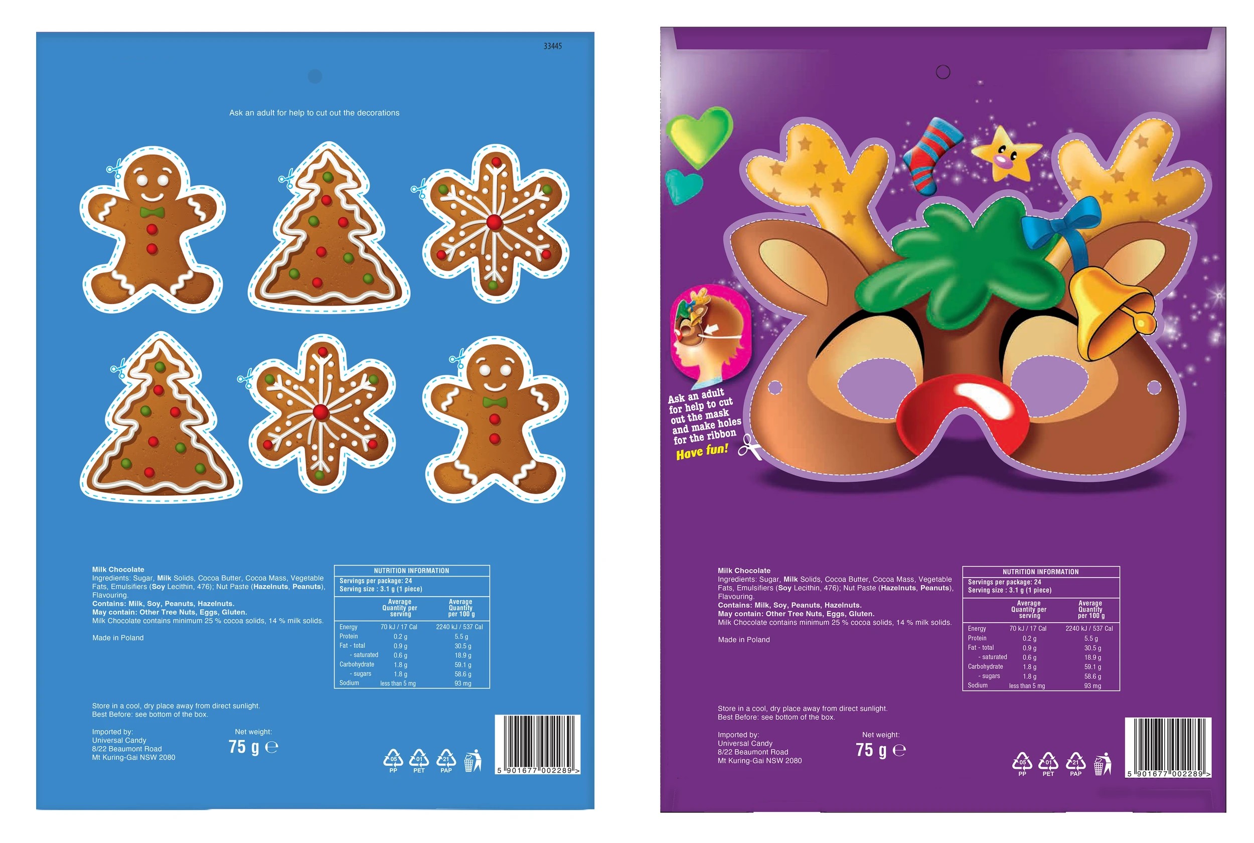 2 Santa or Reindeer Milano Chocolate Advent Calendar 75g - Assorted, 2 of 2