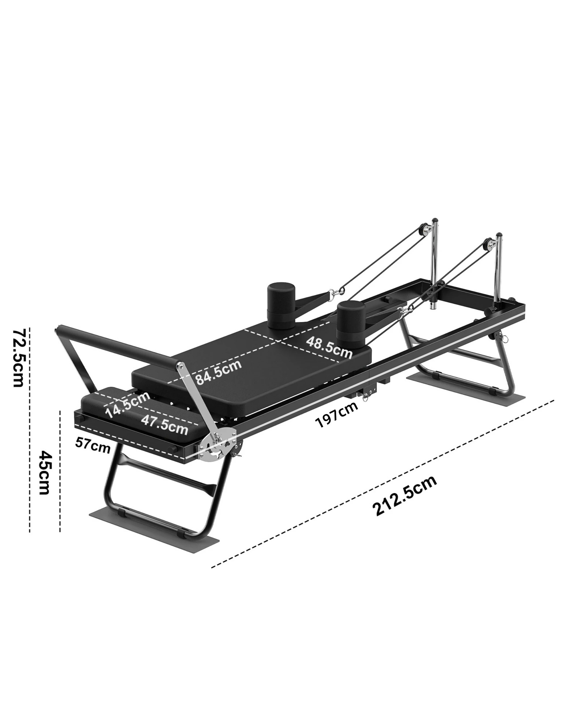7 Advwin Foldable Pilates Reformer Machine Exercise Equipment with Wheels Black, 7 of 7