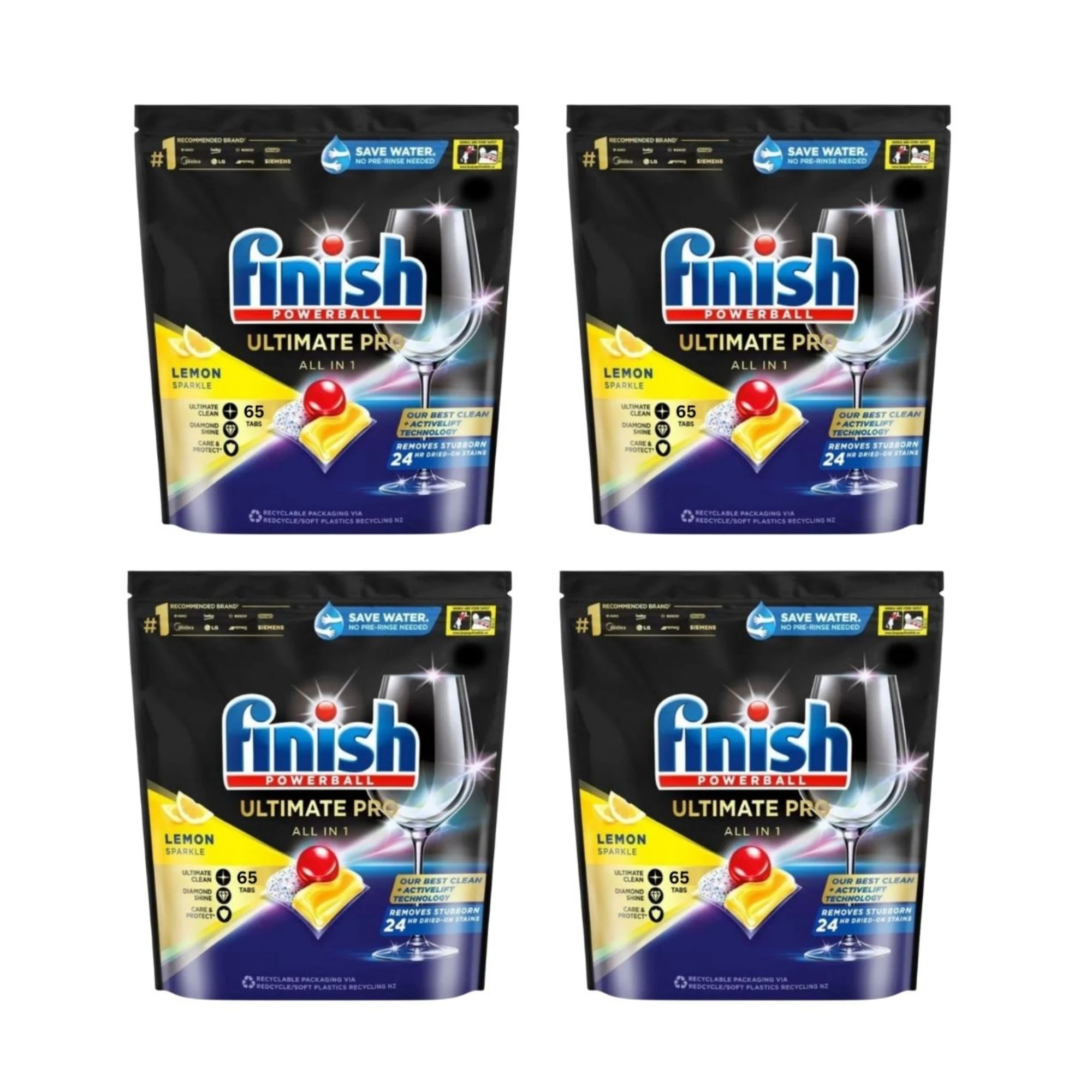 1 Finish PK65 Quantum Ultimate Pro Powerball Dishwashing Tablets Lemon Sparkle x4, 1 of 2