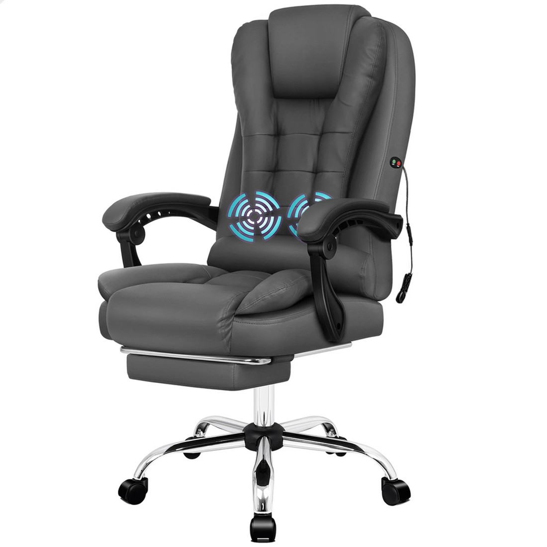 1 Alfordson Massage Office Chair Executive Seat Gaming Recliner Computer Racer - Grey, 1 of 10
