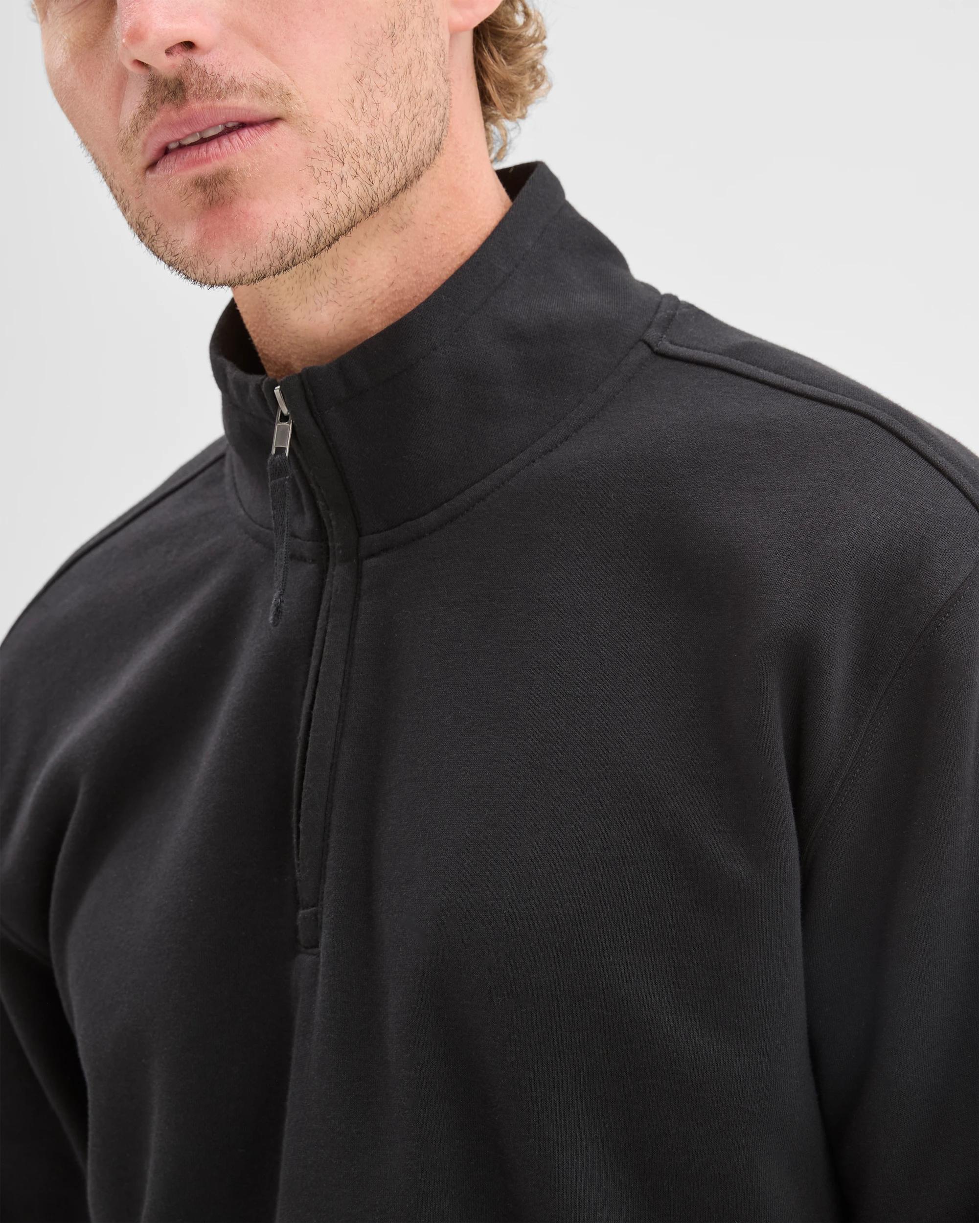 6 Target Man Australian Cotton Blend Fleece 1/2 Zip Top BLACK, 6 of 7