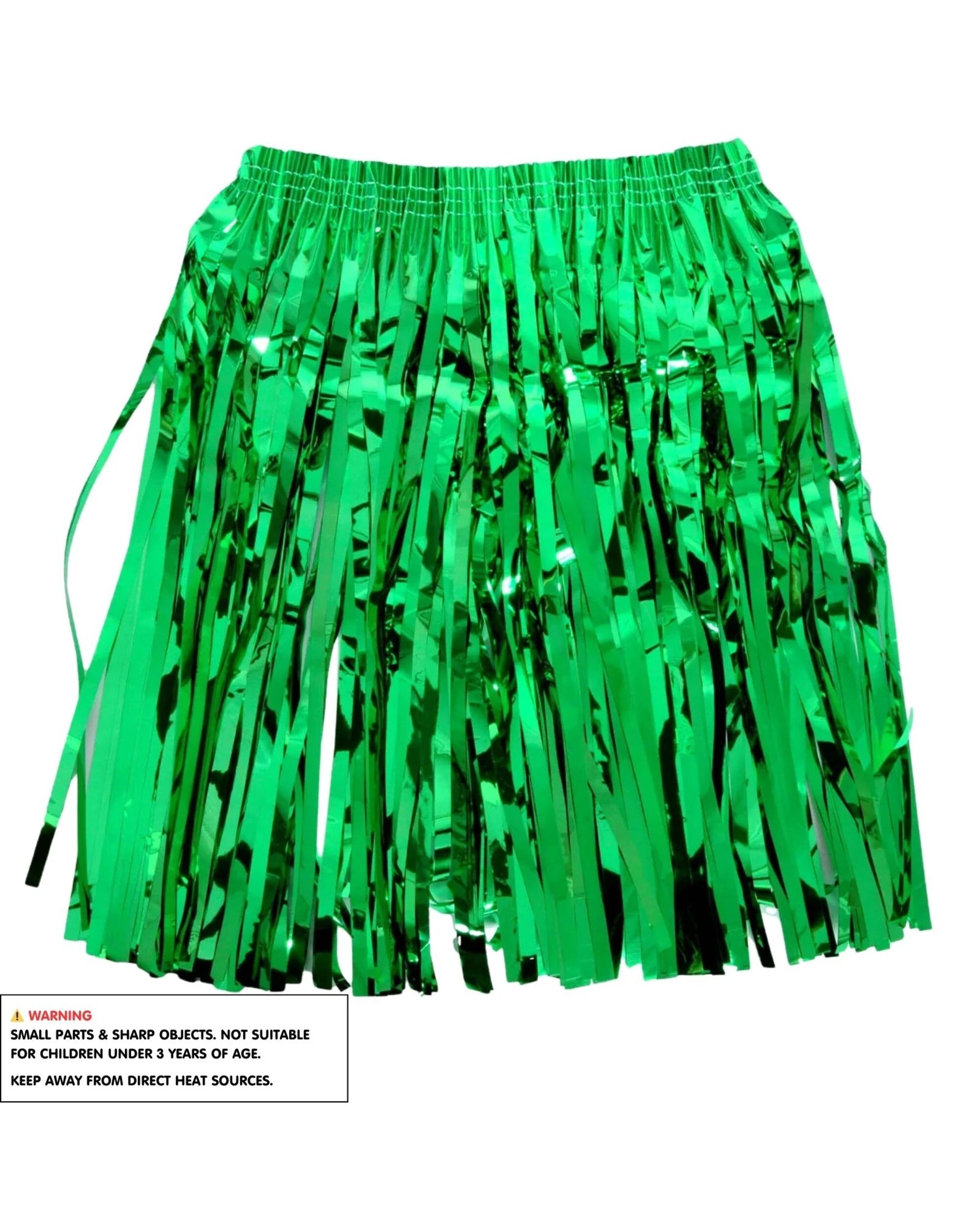 2 Partyrama Kids Metallic Tinsel Fringe Skirt - Green, 2 of 3