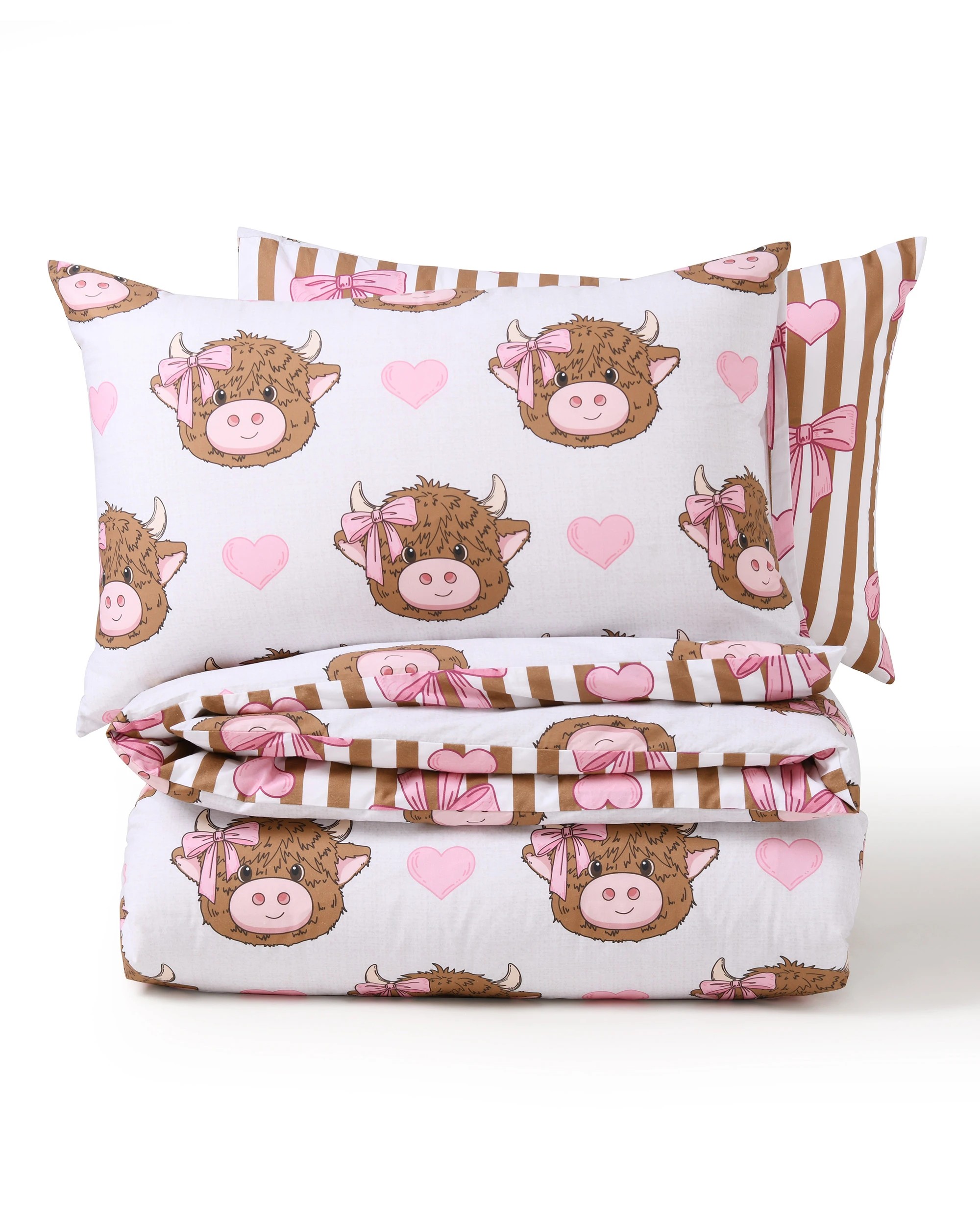 7 Jack & Ava Holly the Highland Cow Kids Cotton Percale Reversible Quilt Cover Set - Double Bed - Pink, 7 of 10