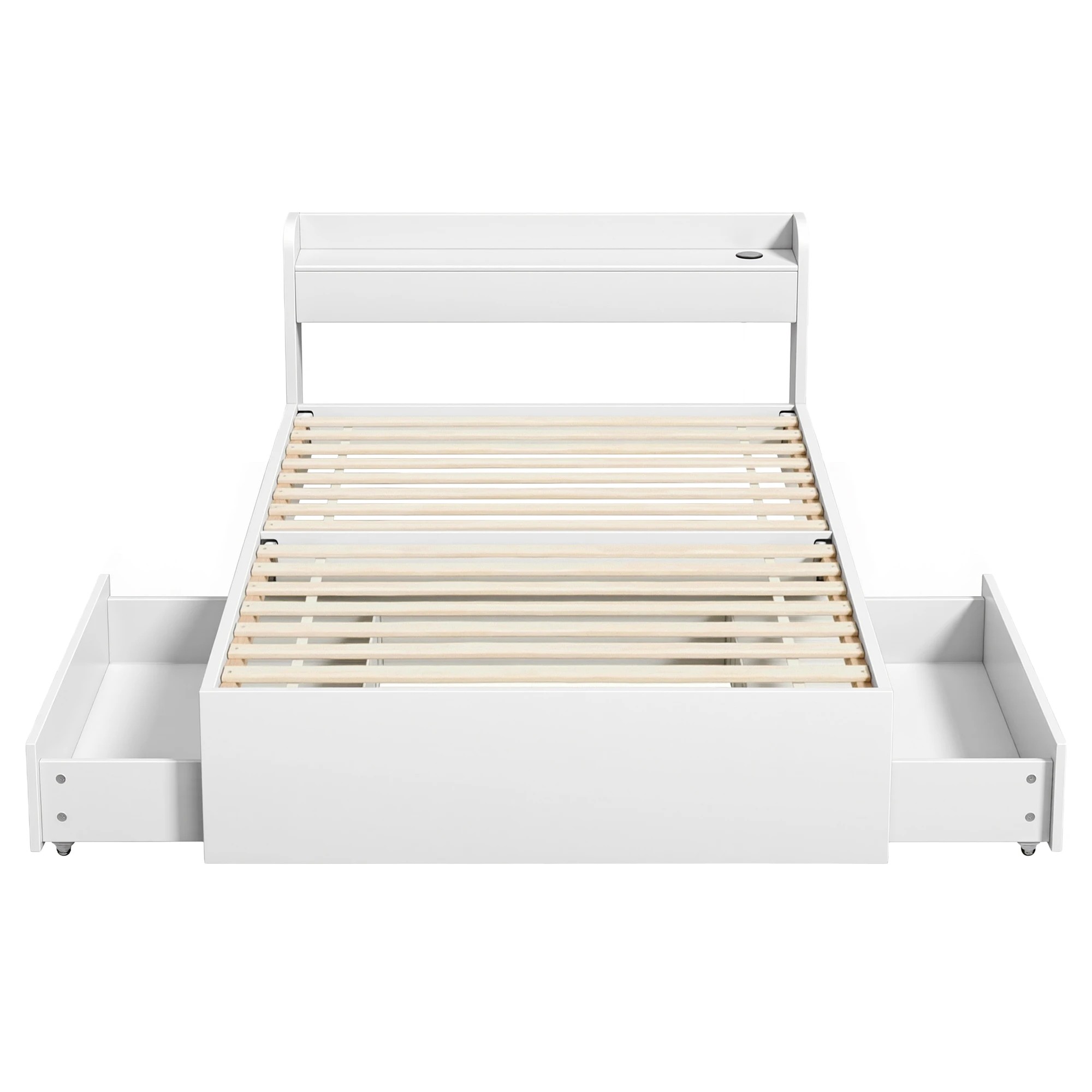 3 Artiss Bed Frame King Single Size with Charging Ports and 2 Drawers - White, 3 of 3