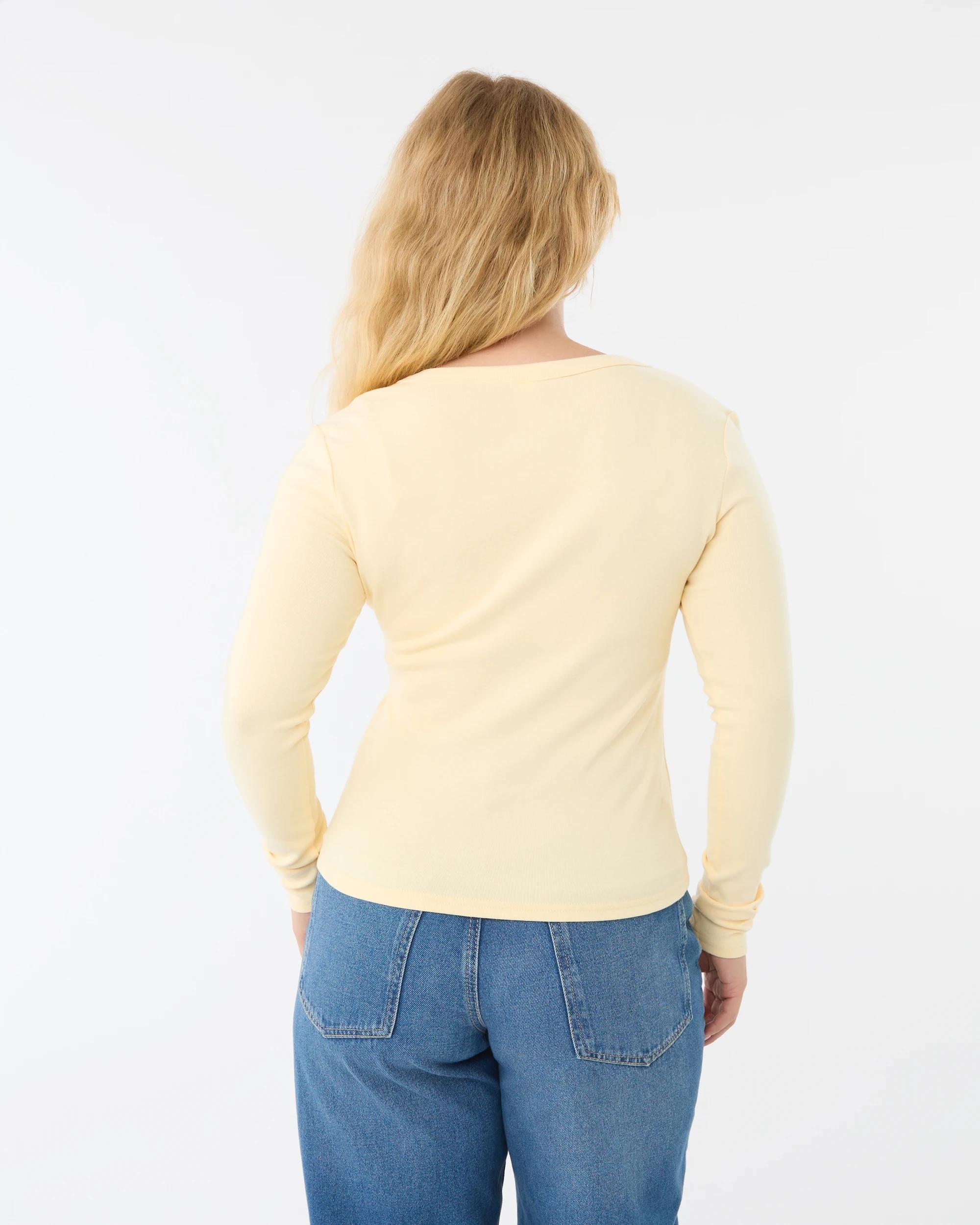 6 Long Sleeve Rib Scoop Neck T-shirt Fln Yellow, 6 of 6