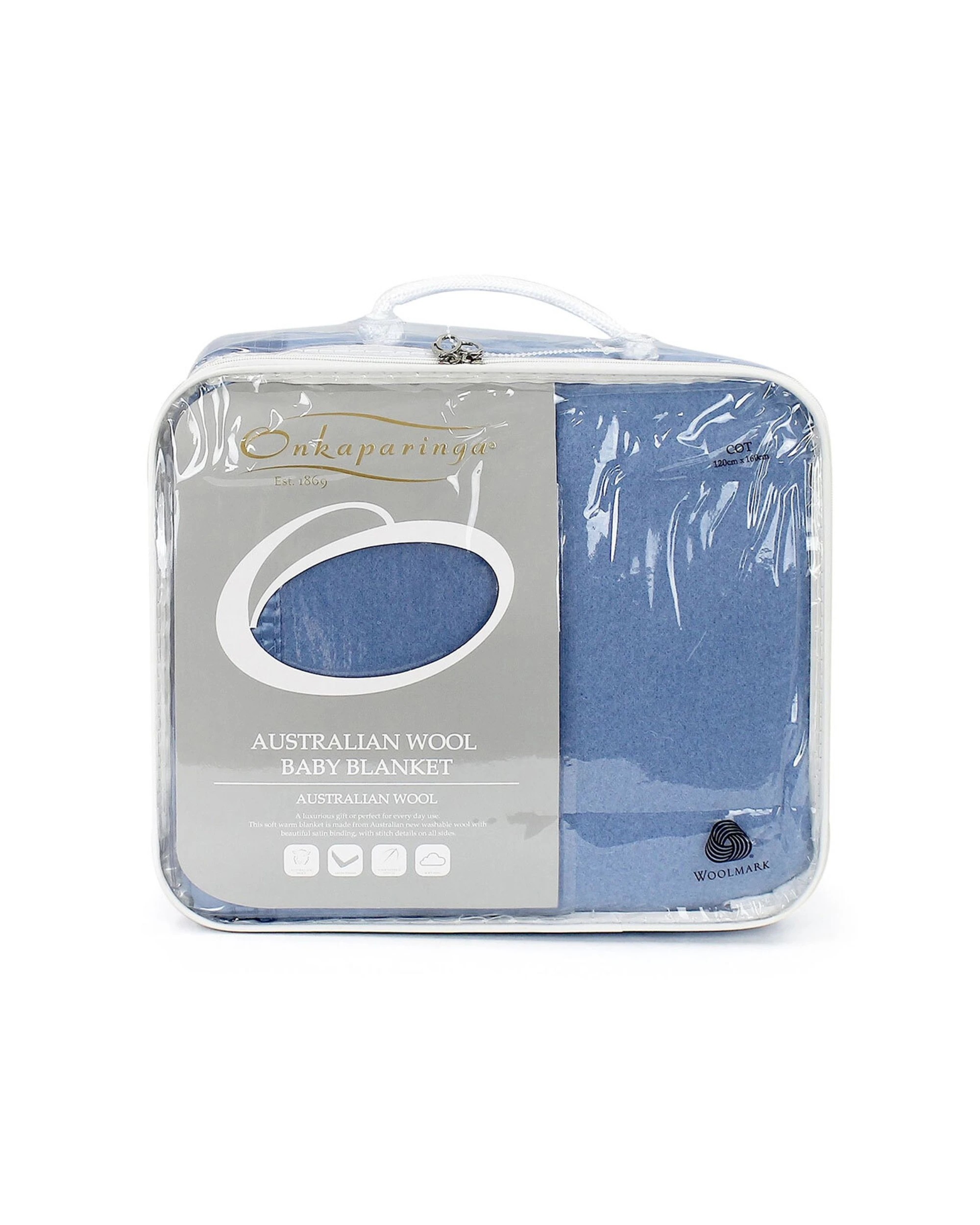 1 Onkaparinga Baby 120x160cm Soft Wool Warm Blanket Nursery Bedding
 - Blue, 1 of 3