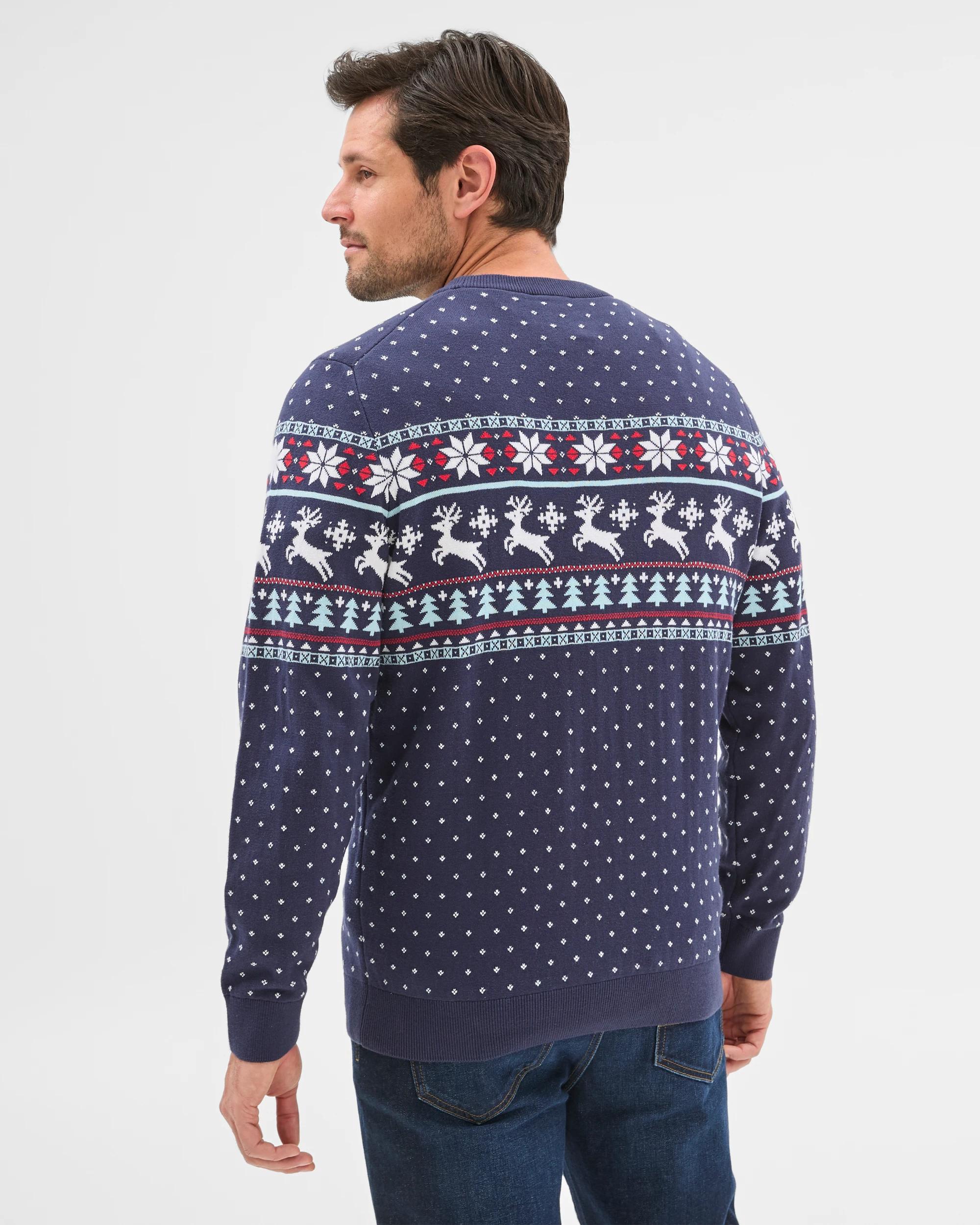 4 Target Australian Cotton Christmas Fair Isle Jumper NAVY BLUE, 4 of 6