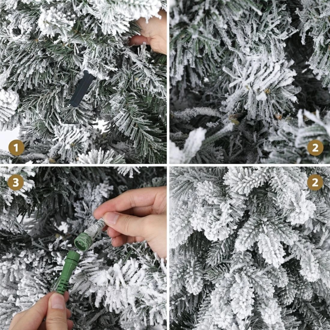 6 Jingle Jollys Christmas Tree 2.1m Flocking Pencil Tree LED Xmas 860 Tips - White, 6 of 7