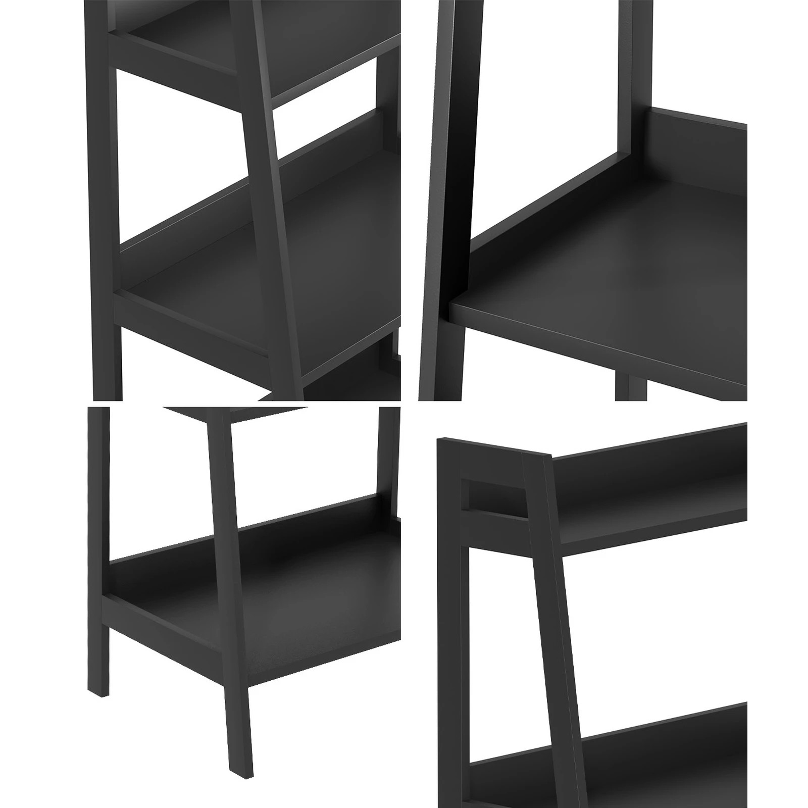 4 Oikiture Bookshelf 5 Tier Corner Ladder Shelf Home Storage Display Rack - Black, 4 of 8