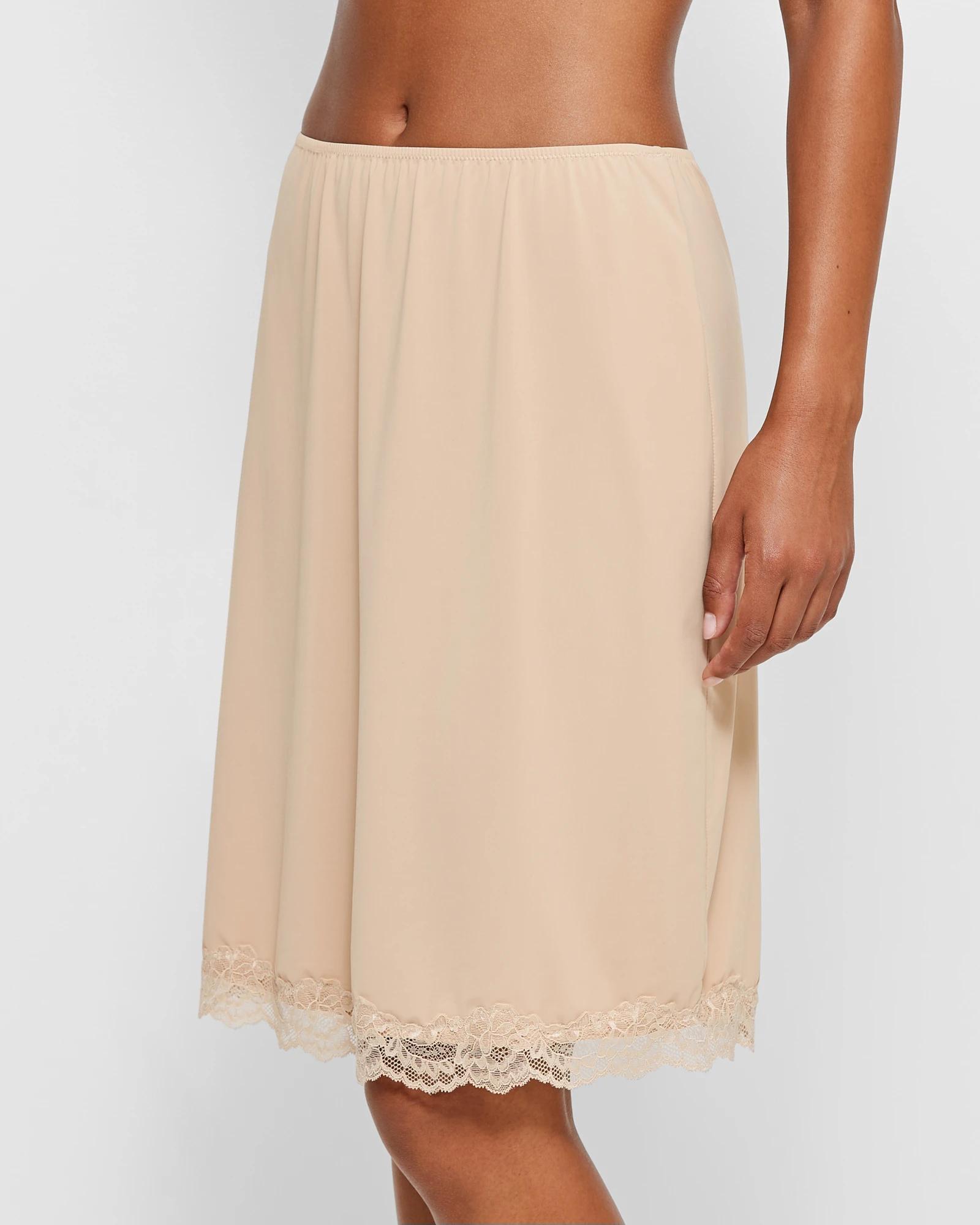 2 Target Luxe Smooth Touch Lace Trim Half Slip LATTE, 2 of 3