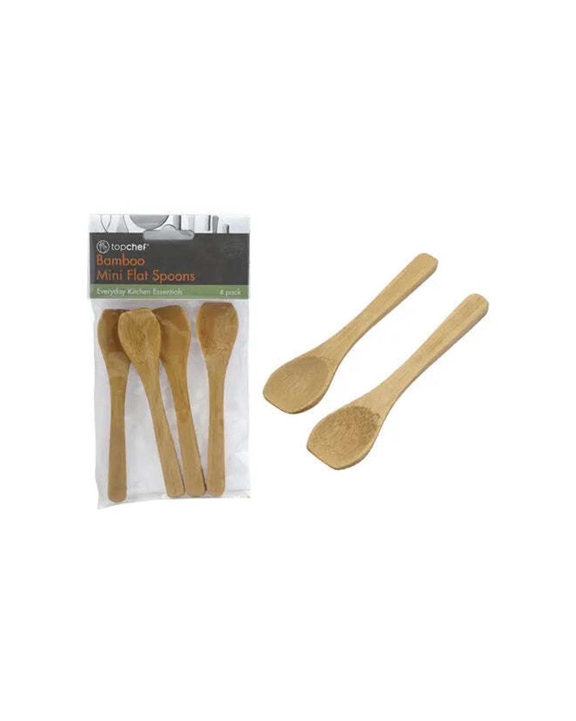 1 Krafters Korner Bamboo 4pc Mini Flat Spoon Set 12x2.6cm Eco Friendly Kitchen Utensil - Beige, 1 of 1