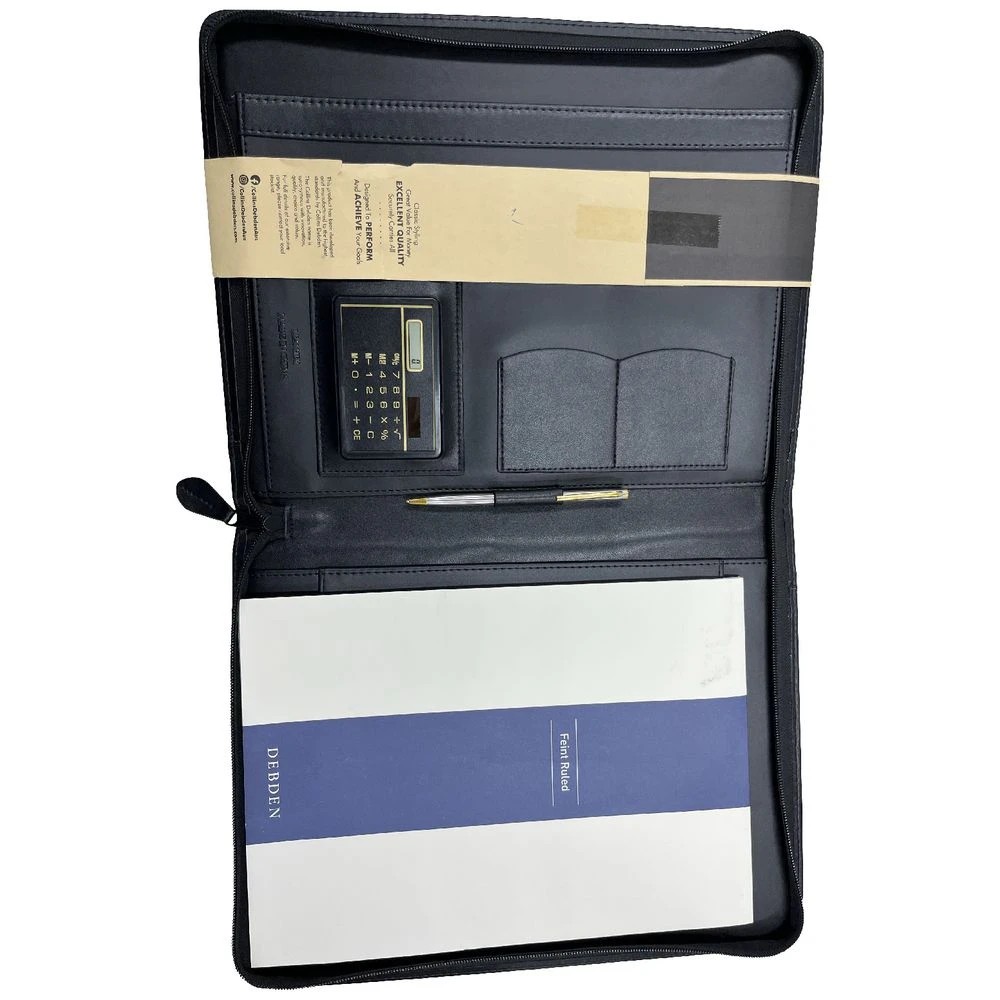 3 Collins Debden A4 Leather Zippered Executive Portfolio Black, 3 of 3