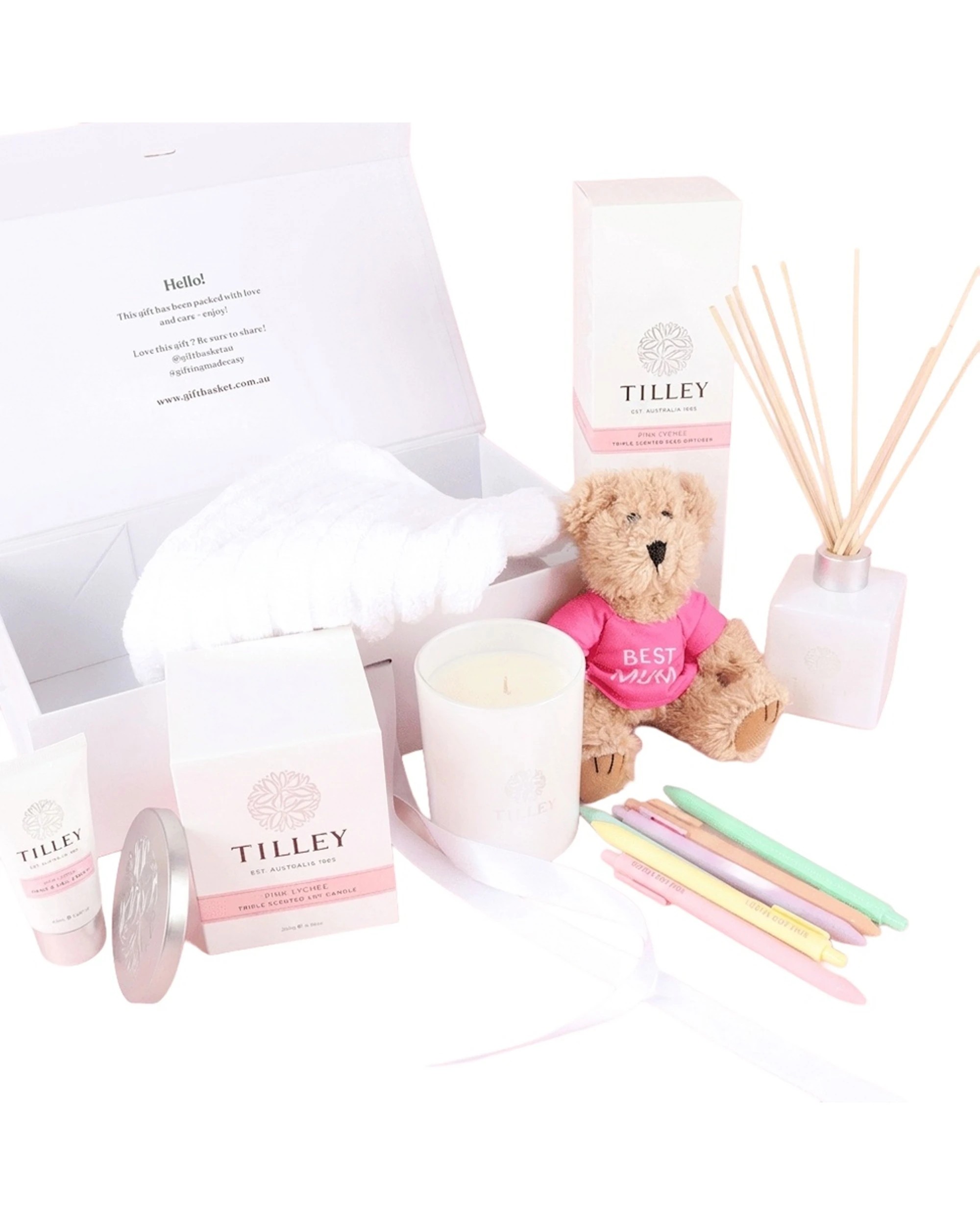 1 Gift Basket Best Mum Hamper Luxury Pamper Tilley Candle Reed Diffuser - Multi, 1 of 6