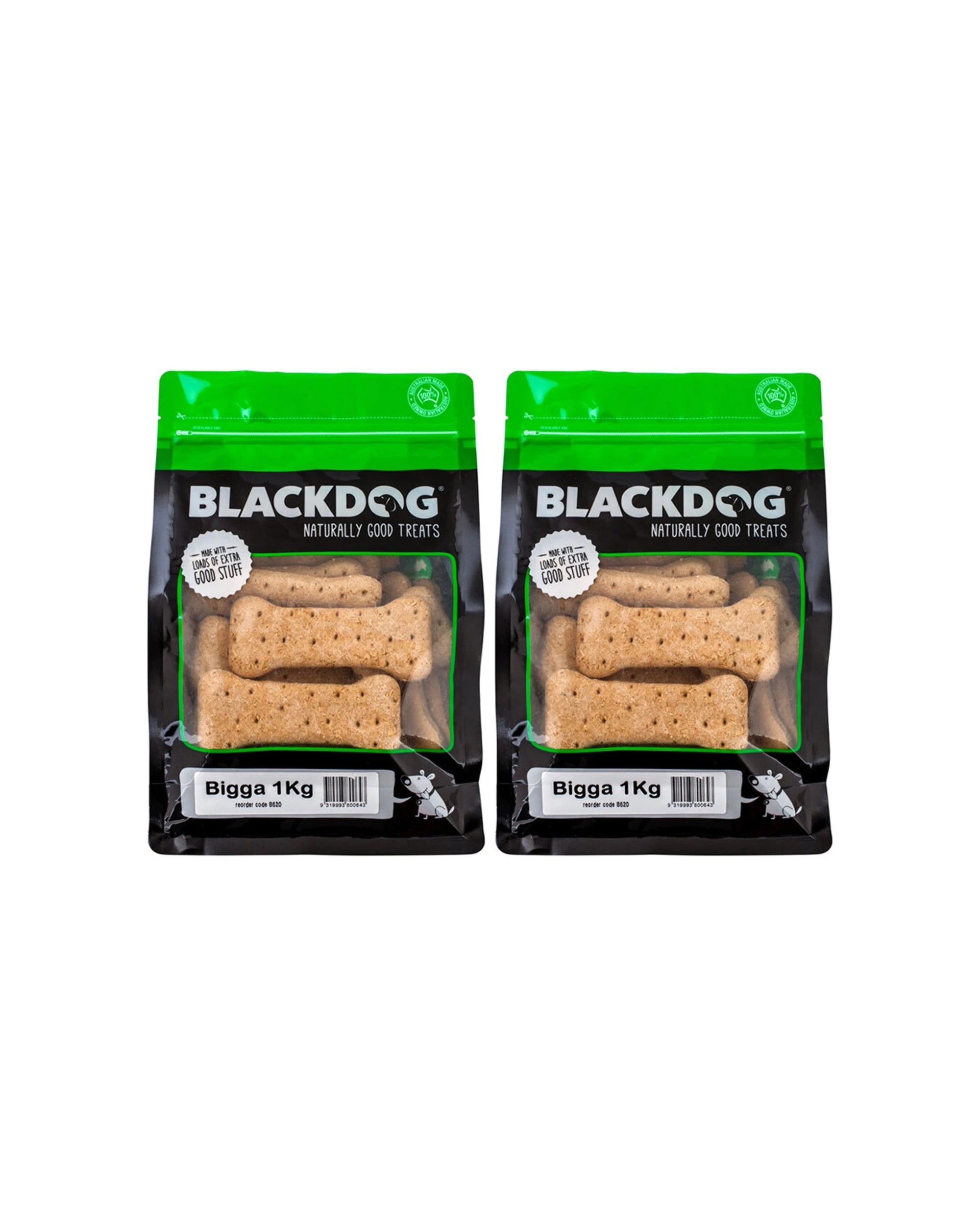 1 Blackdog Premium Biscuits Bigga Dog Treats 2 Pack Low Fat Oven Baked 2kg Pack - Natural, 1 of 3