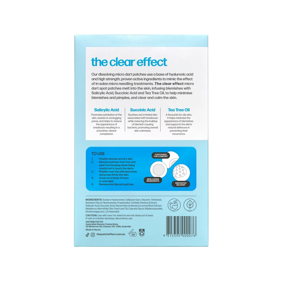 3 The Patch Effect 9 Piece The Clear Effect Dissolving Micro Dart Patches - Salicylic Acid, Succinic Acid and Hyaluronic Acid, 3 of 3