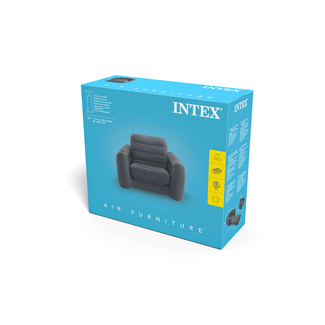 6 Intex 2-in-1 Foldable Pull-out Inflatable Chair/twin Air Mattress Bed Charcoal
 - Grey, 6 of 6
