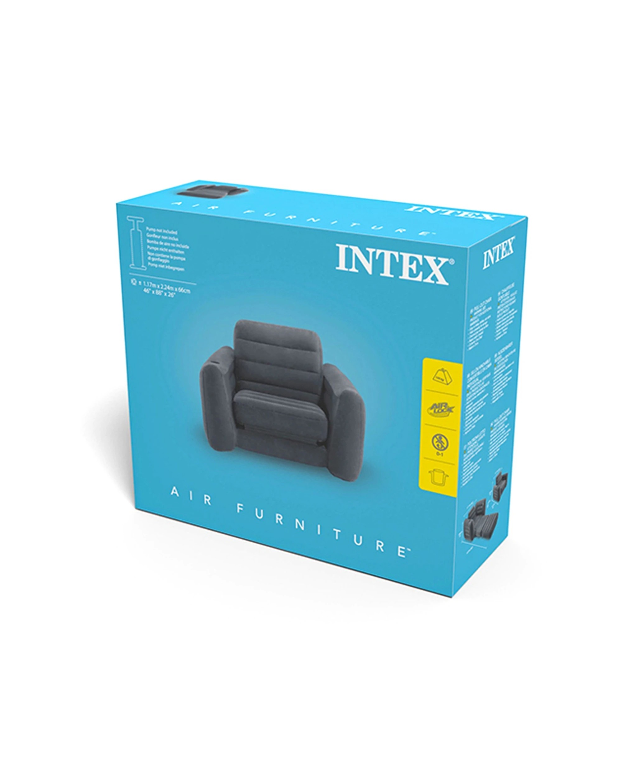 6 Intex 2-in-1 Foldable Pull-out Inflatable Chair/twin Air Mattress Bed Charcoal
 - Grey, 6 of 6