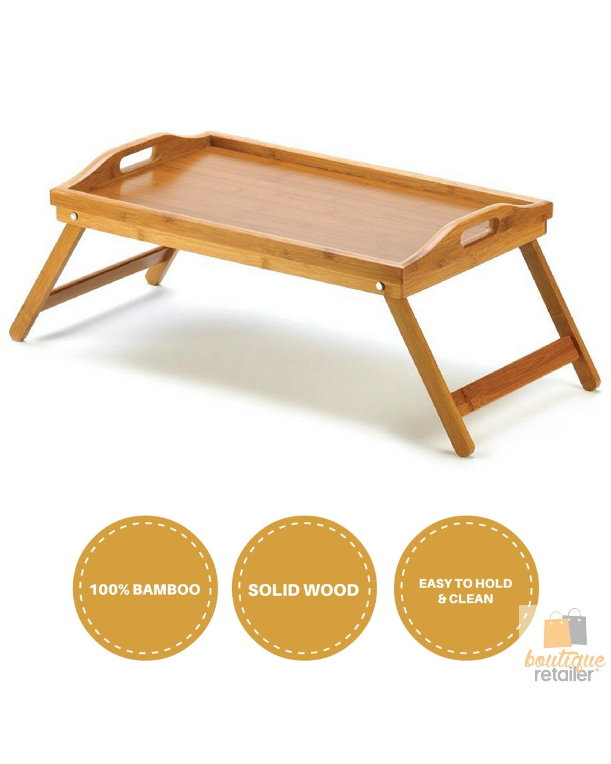 4 BR Home Bamboo Fold-Up Serving Tray for Tea and Coffee, 4 of 4