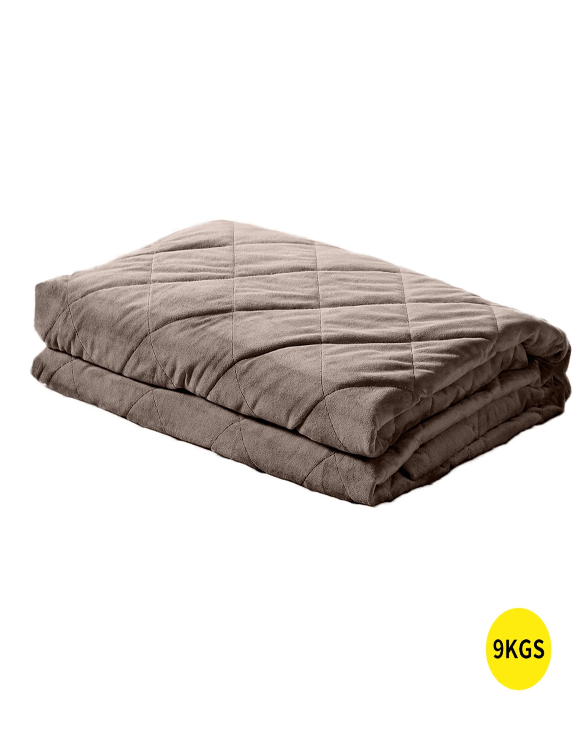 1 Dreamz 9kg Weighted Blanket - Brown, 1 of 6