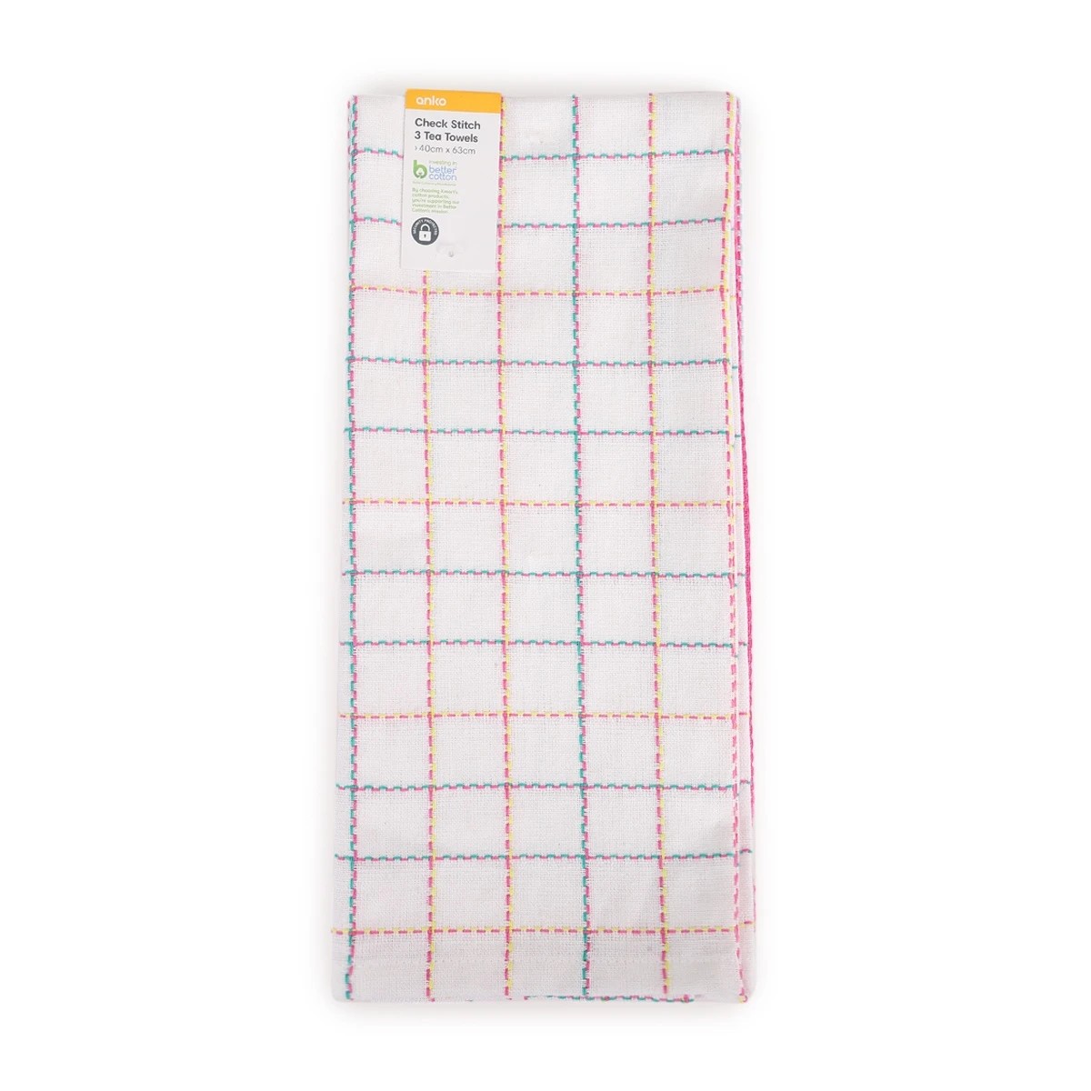 6 3 Pack Check Stitch Tea Towels, 6 of 6