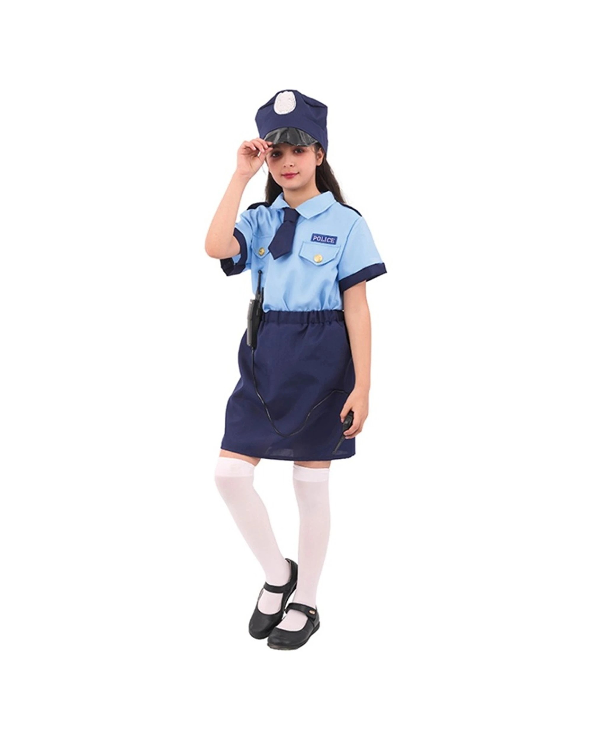 1 Oceana Girls Policewoman Costume Shirt Skirt Hat Tie Kids L - Multi, 1 of 1