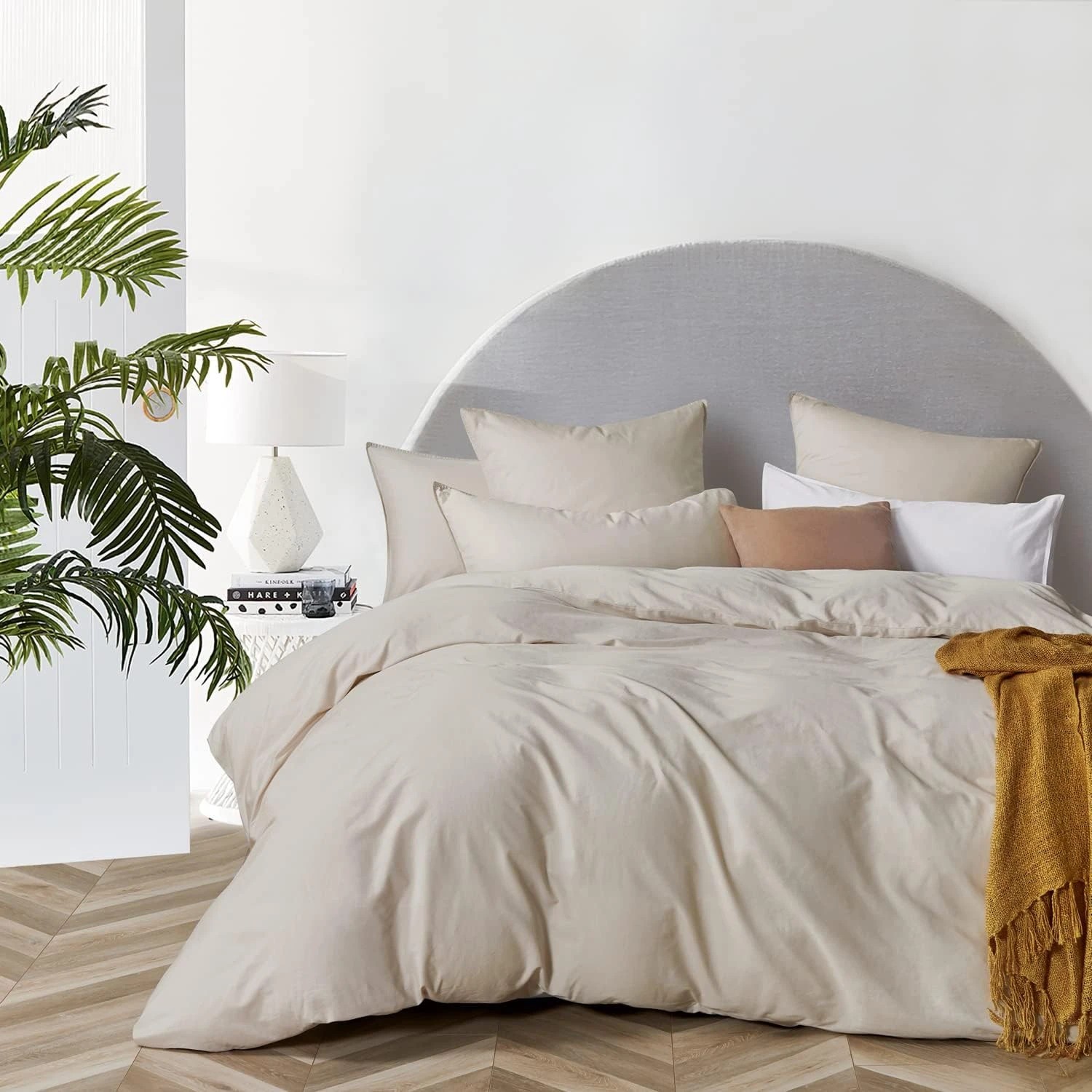 1 Gioia Casa Vintage Washed Cotton Quilt Cover Set Soft Breathable - Double Bed - Natural, 1 of 4