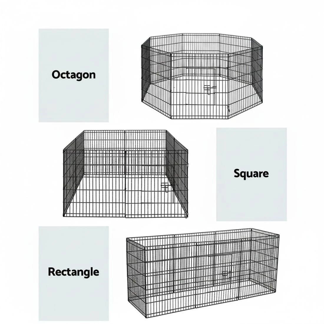 3 i.Pet 2x30" 8 Panel Dog Playpen Pet Fence Exercise Cage Enclosure Play Pen - Black, 3 of 6