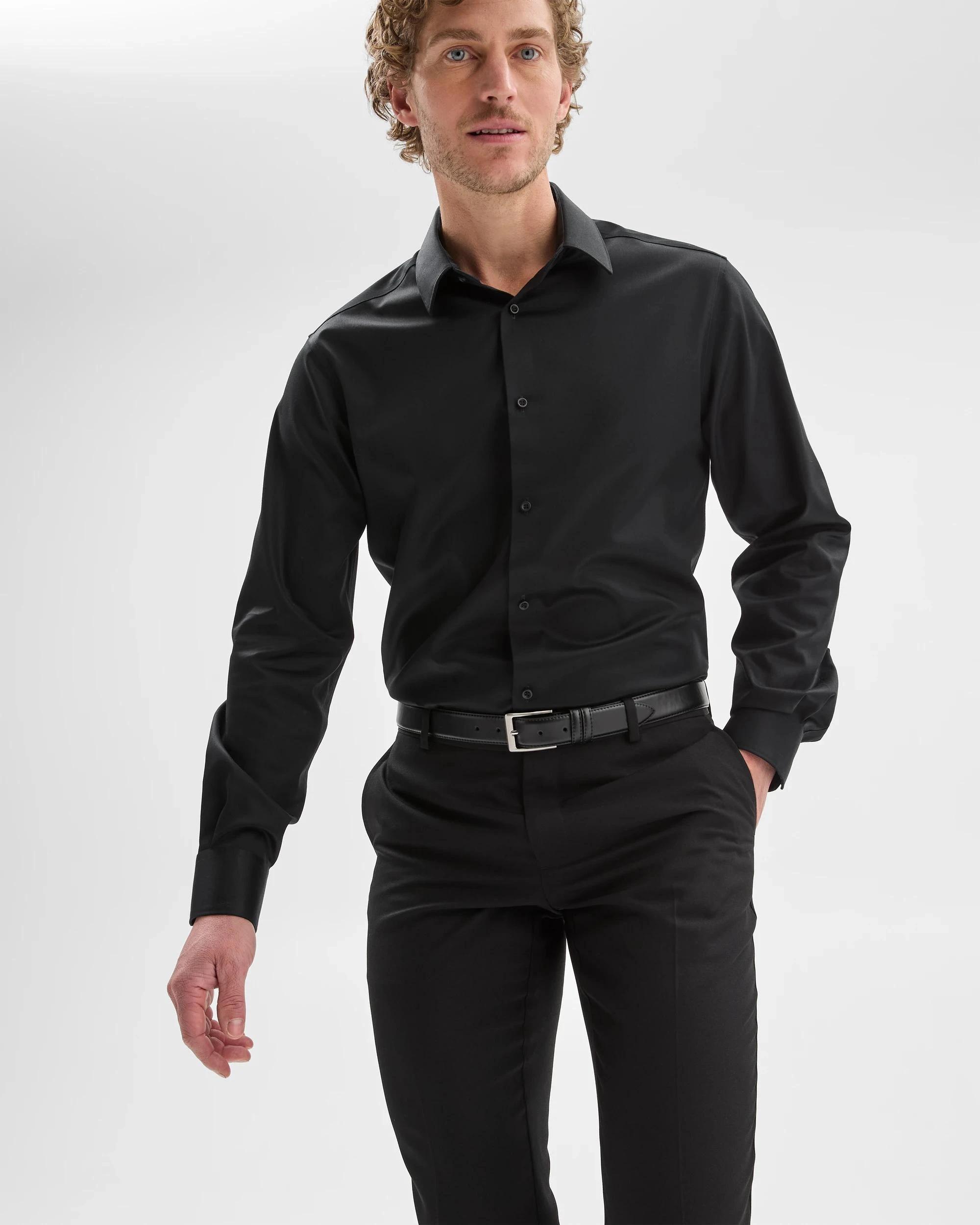1 Preview Non Iron Long Sleeve Business Shirt BLACK, 1 of 7