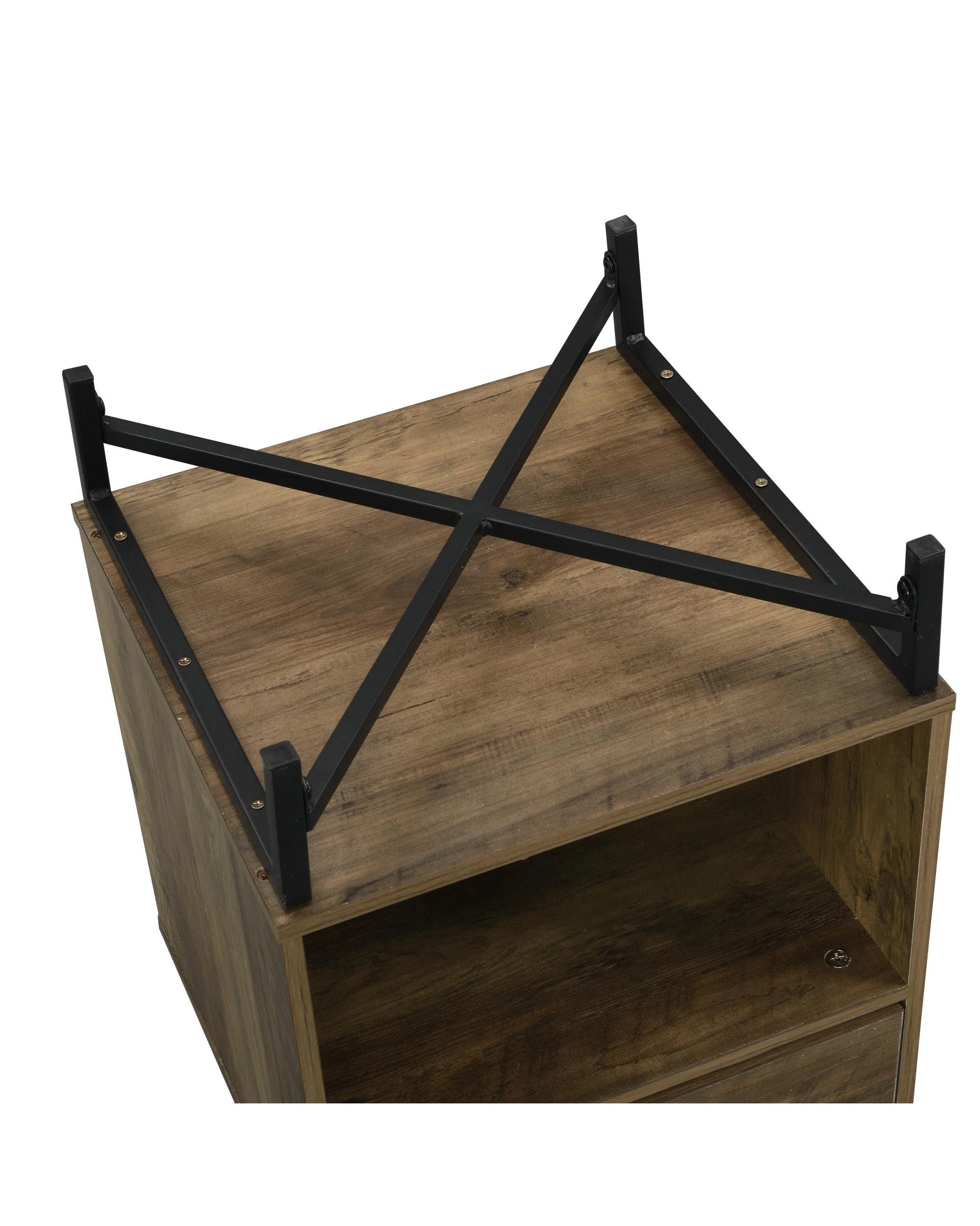 6 Kodu Bedside Table 1 Drawer Industrial Side Table Nightstand - Black, 6 of 8