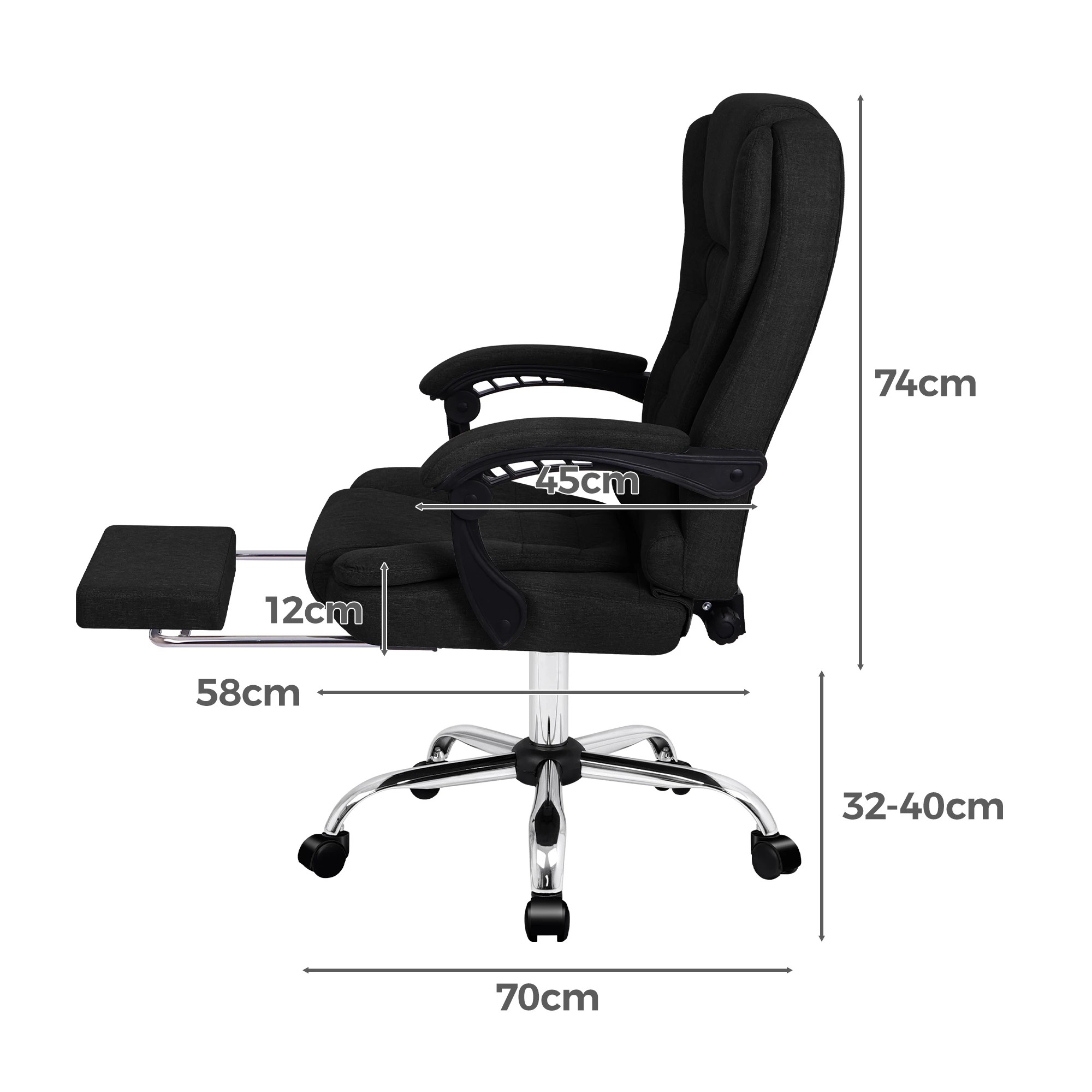 4 Alfordson Office Chair Massage Heated Seat Fabric - Black, 4 of 10