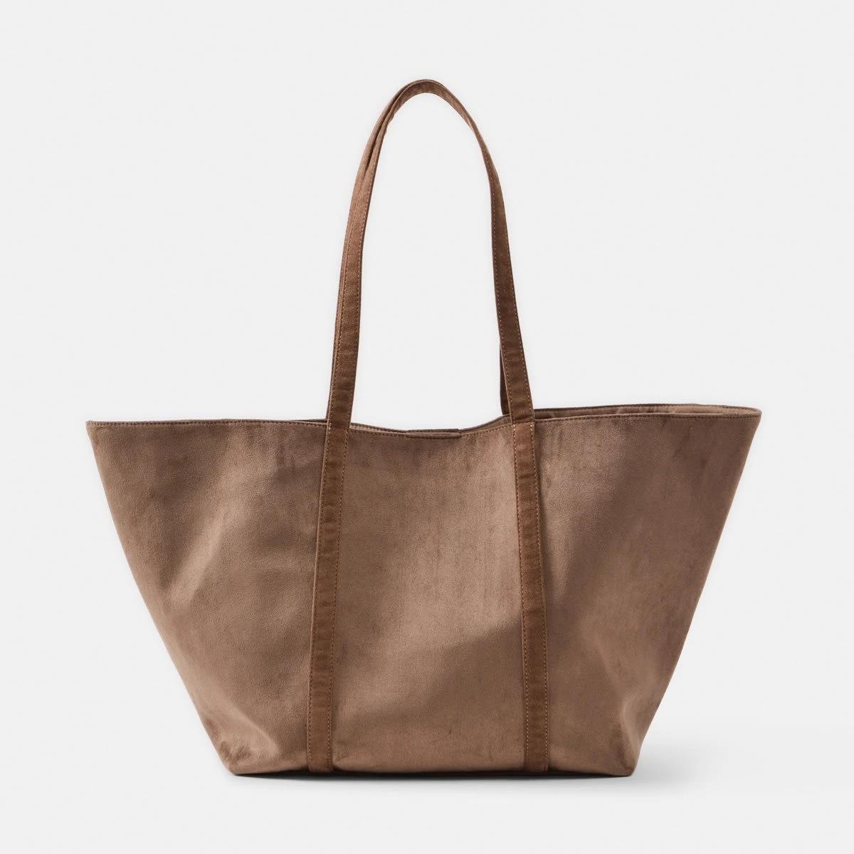 1 Suedette Tote Bag Soft Mocha, 1 of 5