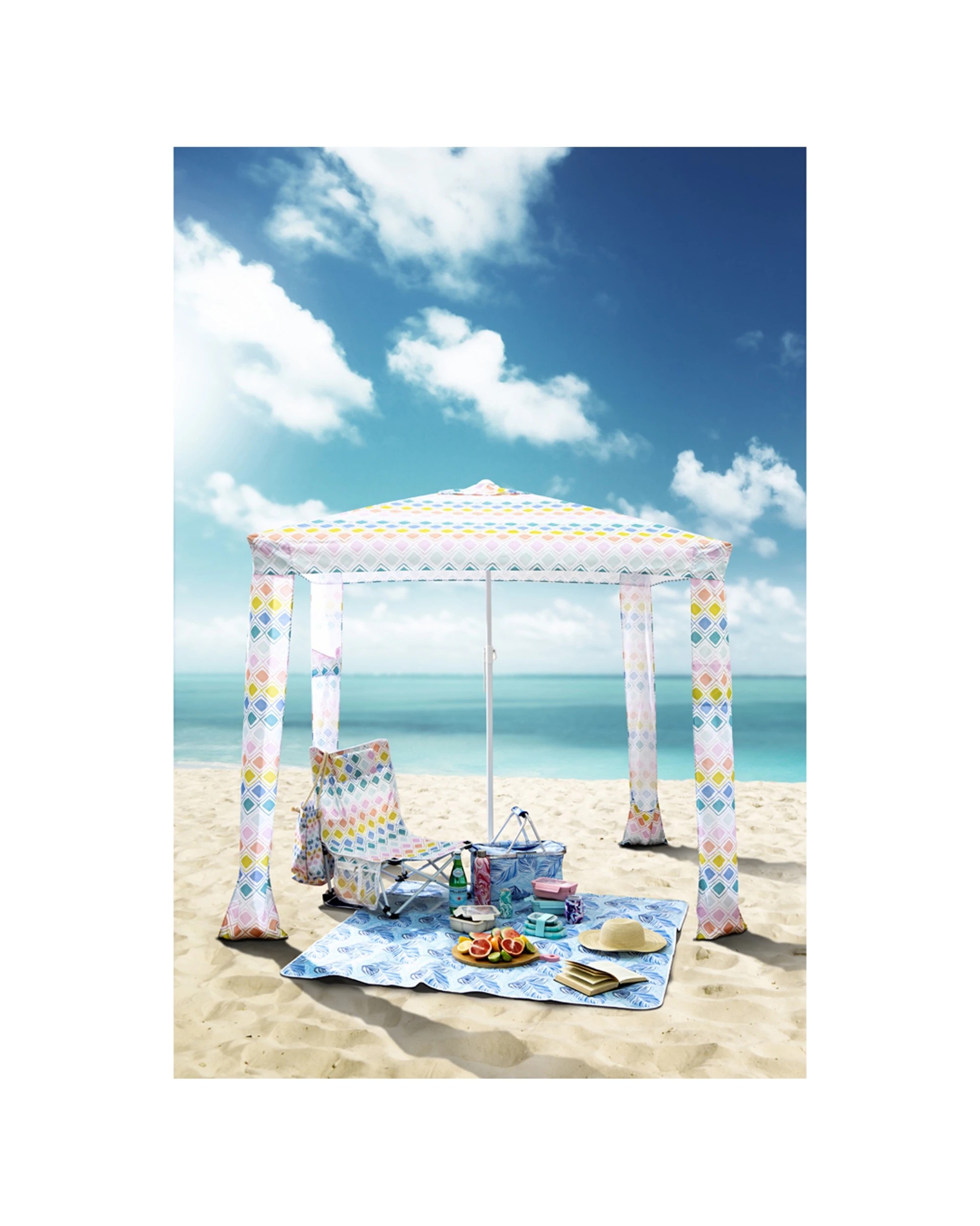 5 Porta Oceana Picnic 46cm Basket Camping Outdoor Storage Insulated Coastal - Pattern, 5 of 5