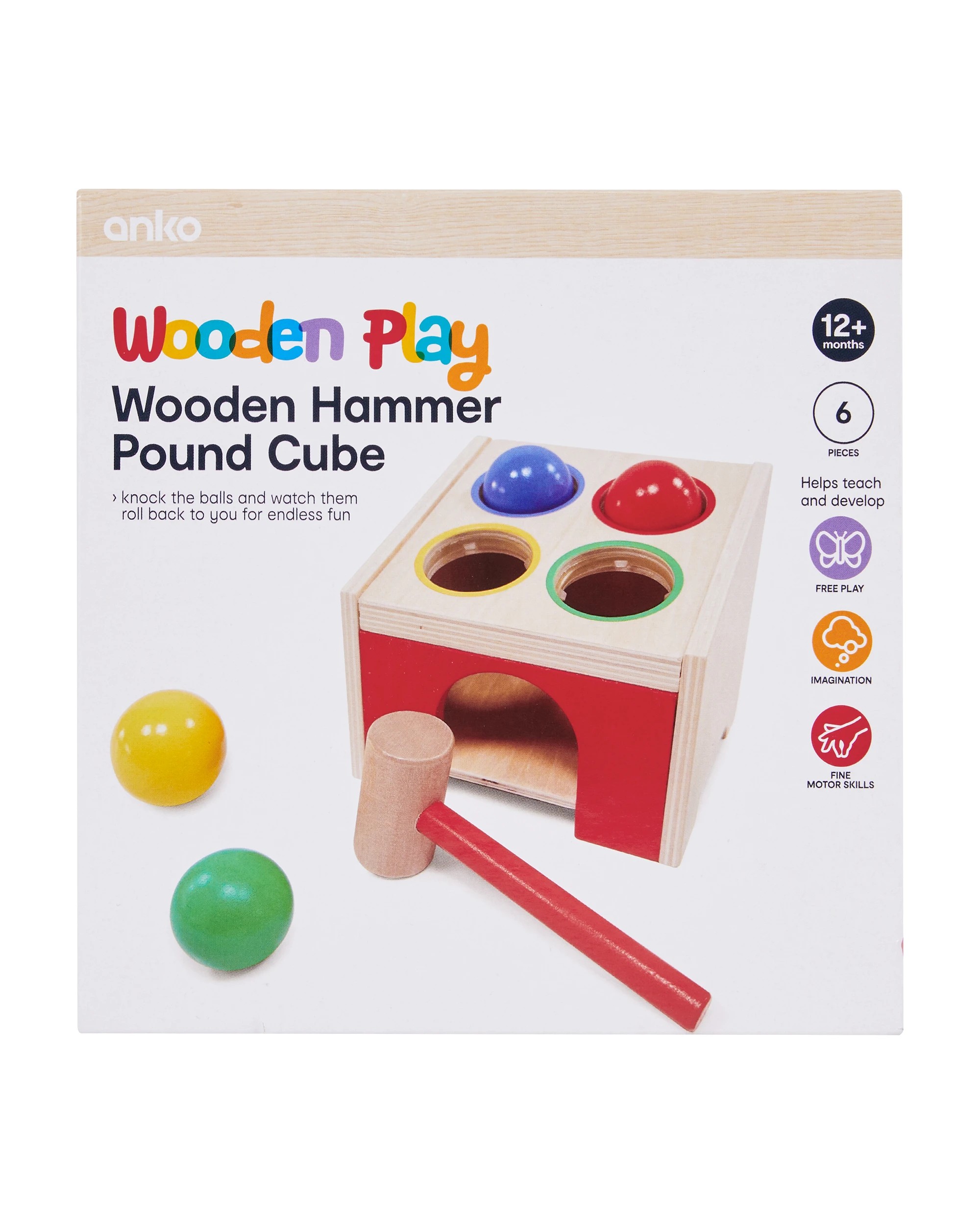6 6 Piece Wooden Hammer Pound Cube, 6 of 9