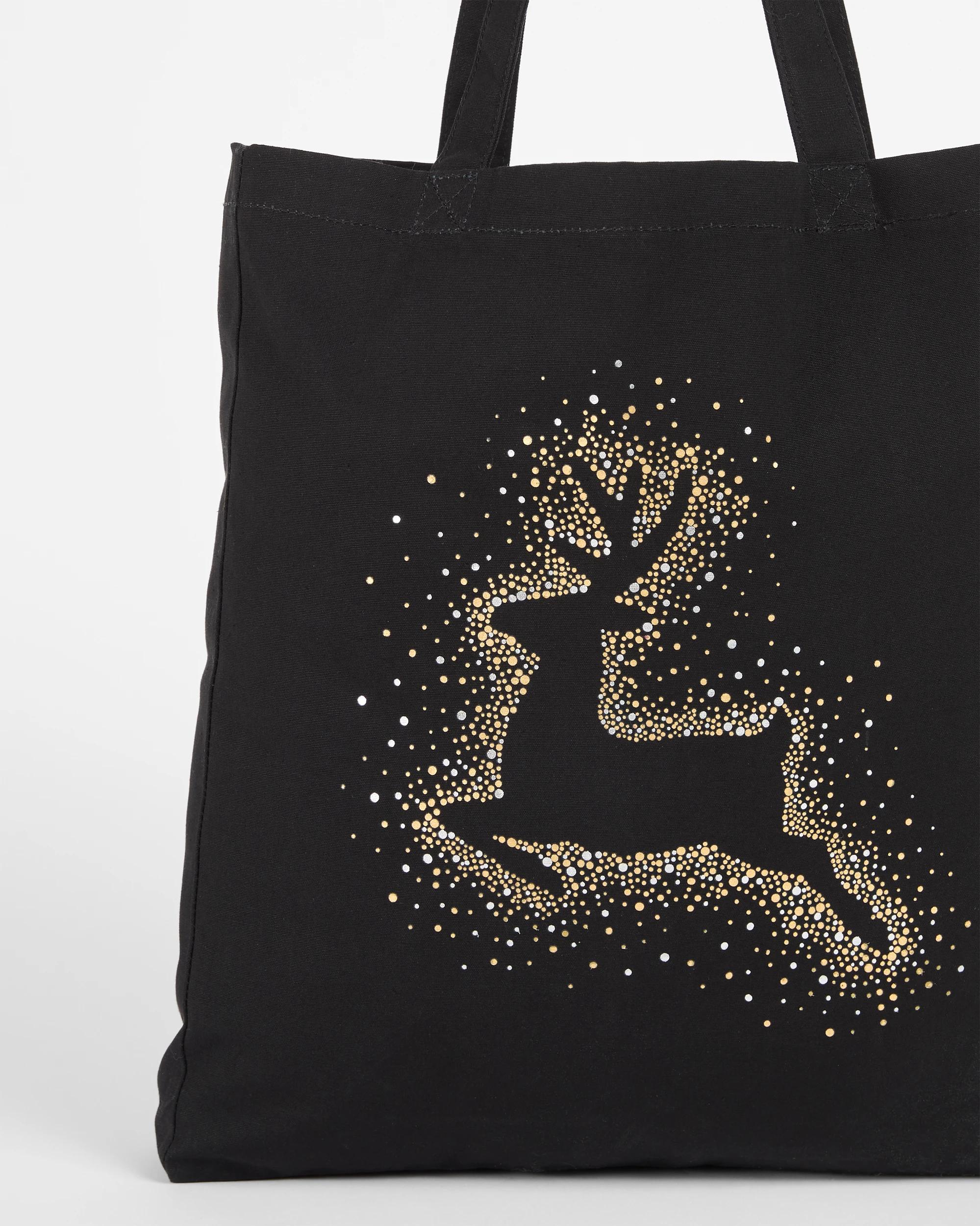 2 Target Christmas Canvas Shopper Tote Bag BLACK REINDEER, 2 of 2