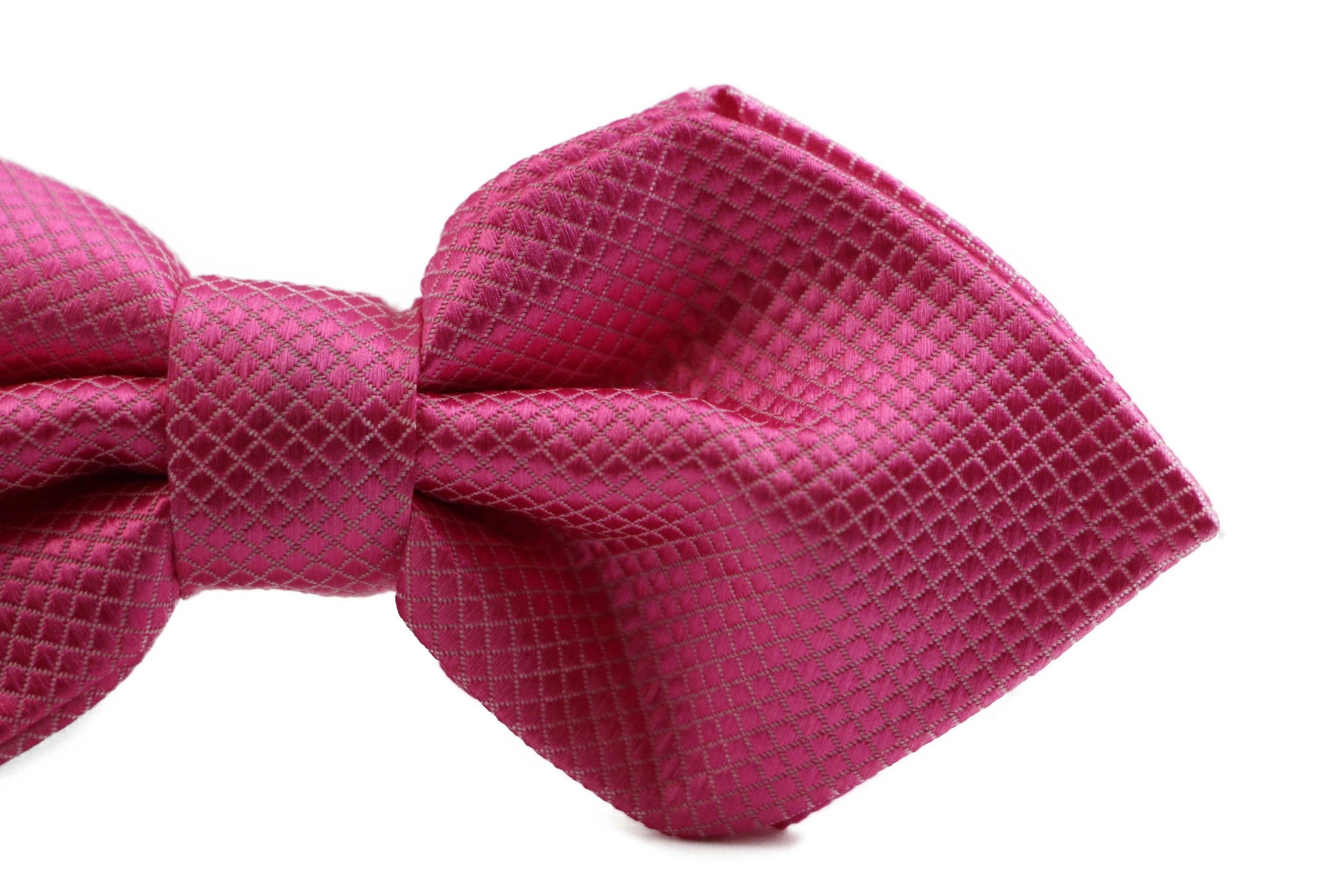 3 Zasel Mens Fuchsia Diamond Shaped Checkered Bow Tie - Pink, 3 of 3