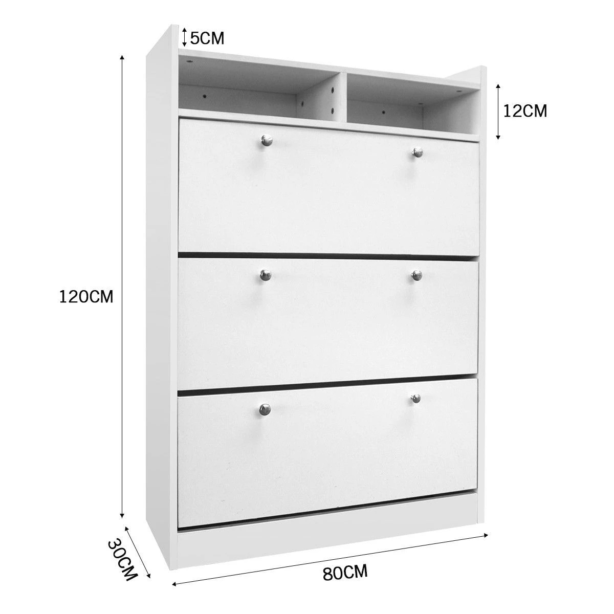3 Ausway 45 Pairs Wood Shoe Cabinet Rack Storage Shelves in White Finish, 3 of 5