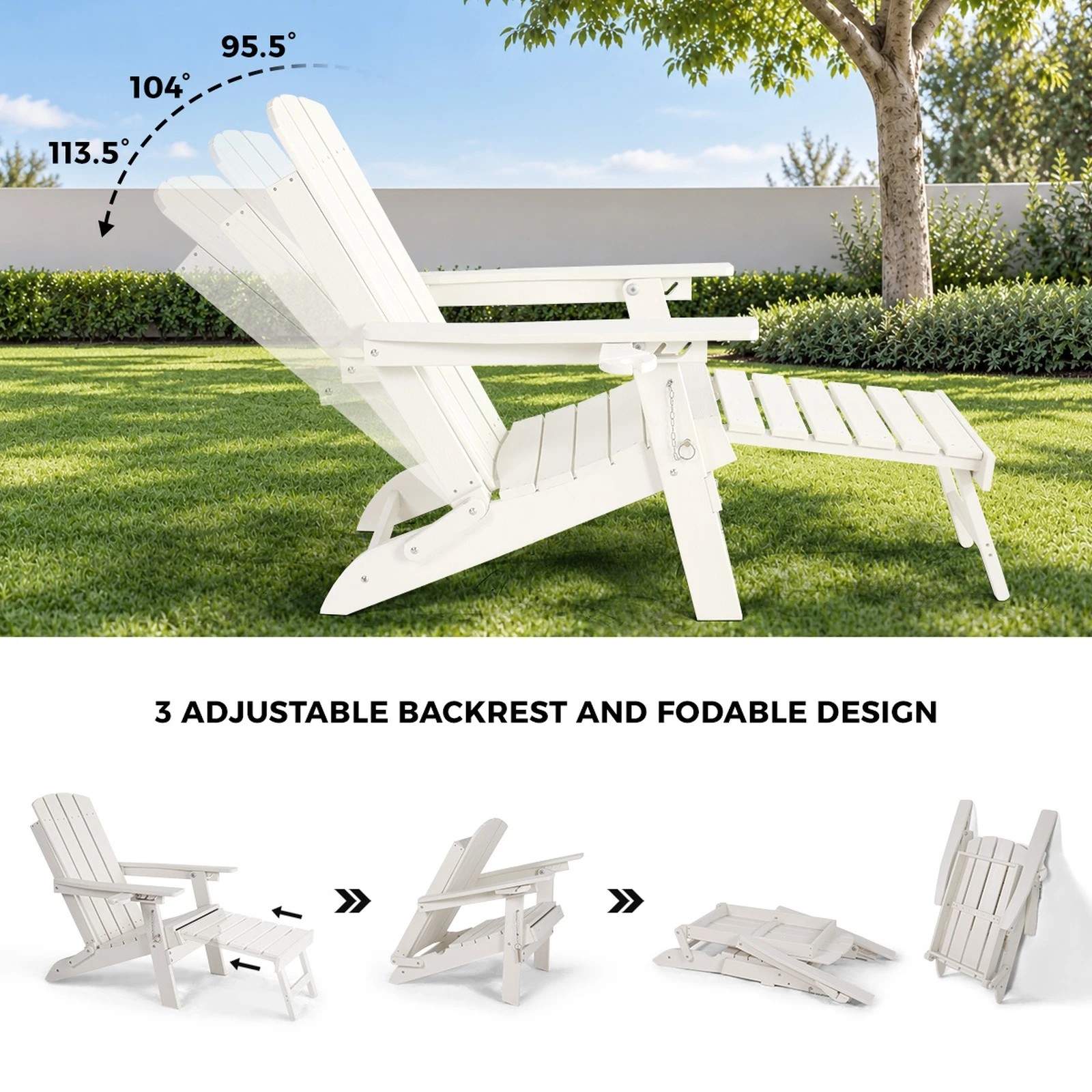 Livsip 2PCS Outdoor Sun Lounge Foldable HDPE Adirondack Chair - Kmart
