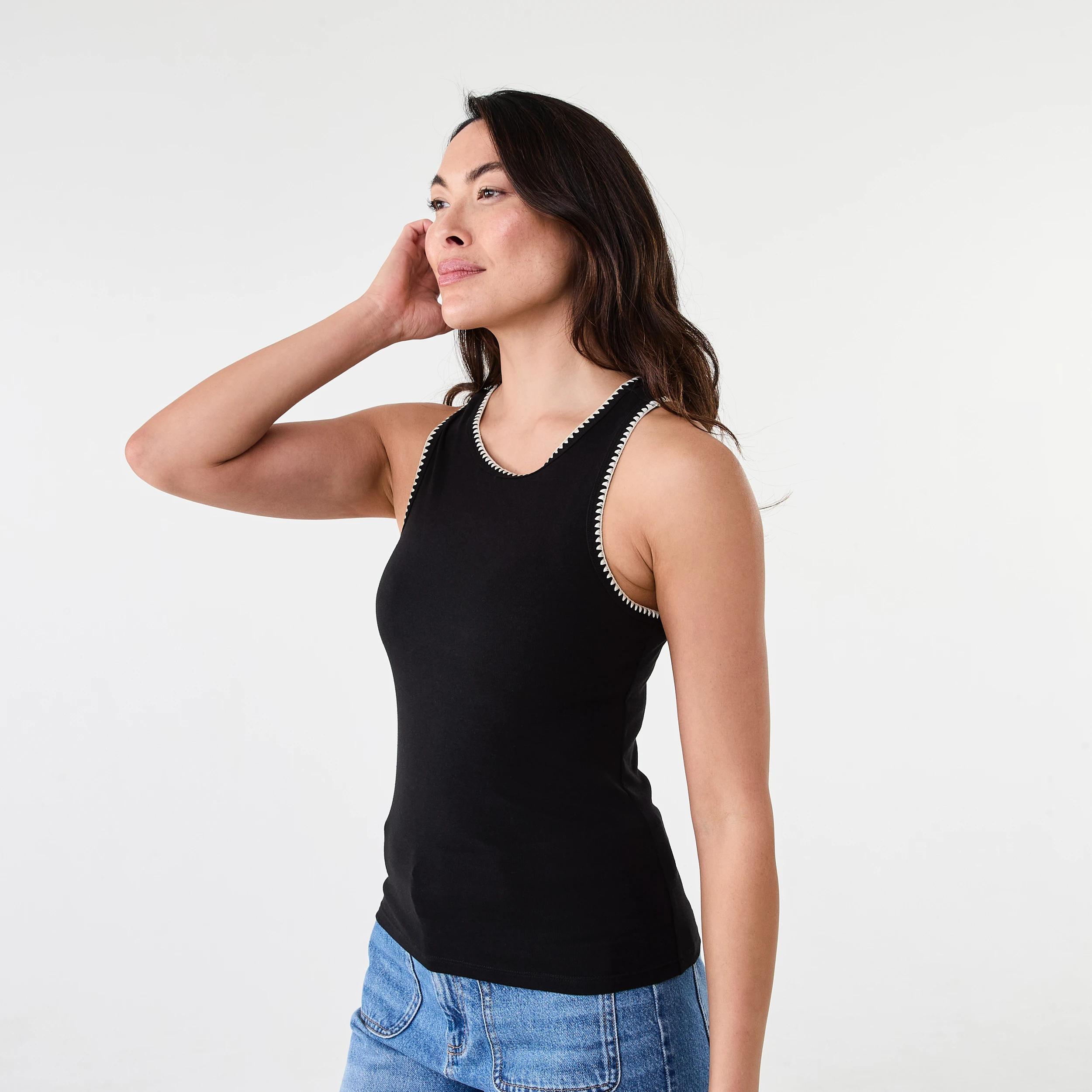 2 Sleeveless Whip Stitch Tank Black, 2 of 5