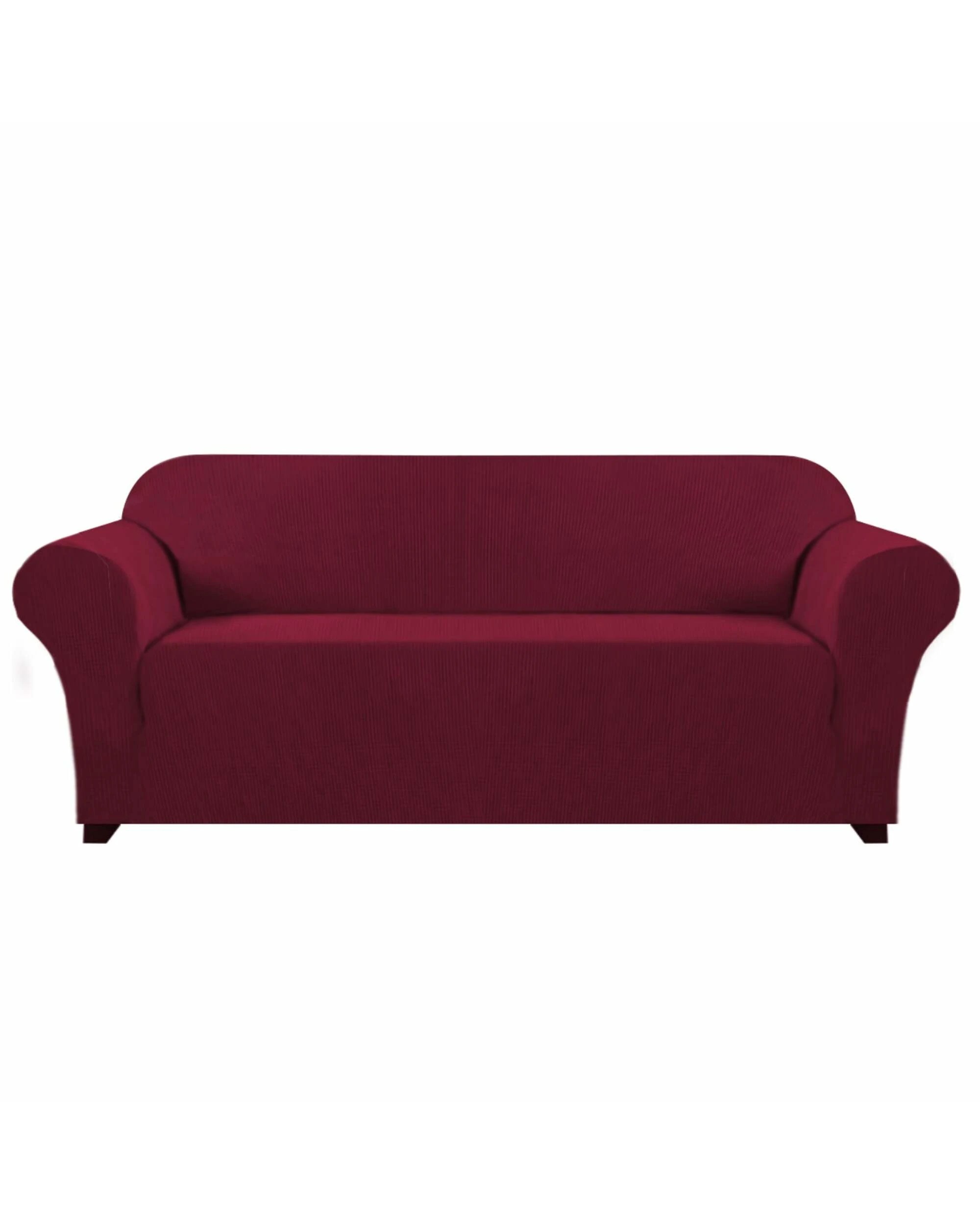 1 Smarcute 4 Seater High Stretch Jacquqard Textured Sofa Cover - Burgundy, 1 of 5