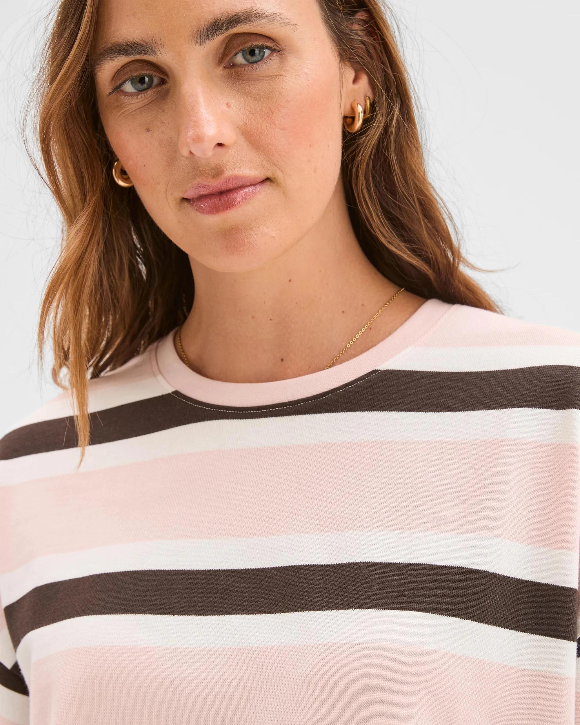 5 Target Woman Australian Cotton 3/4 Length Wide Sleeve Boxy T-Shirt PALE ROSE/BLACK COFFEE/CLOUD DANCER, 5 of 7