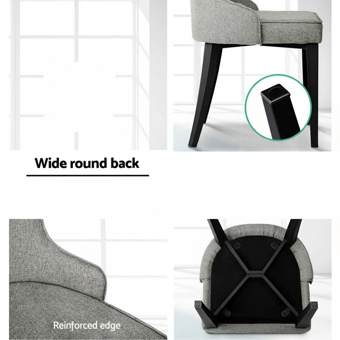 5 Artiss Dining Chairs Set of 4 Linen Fabric - Grey, 5 of 5